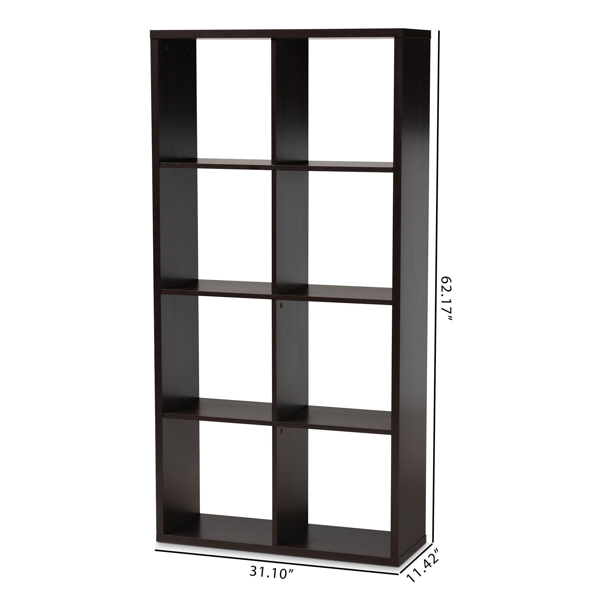 Janne 8 Cube Multipurpose Storage Shelf Dark Brown - Baxton Studio: Mid-Century Modern Cubby Organizer, Particle Board Frame