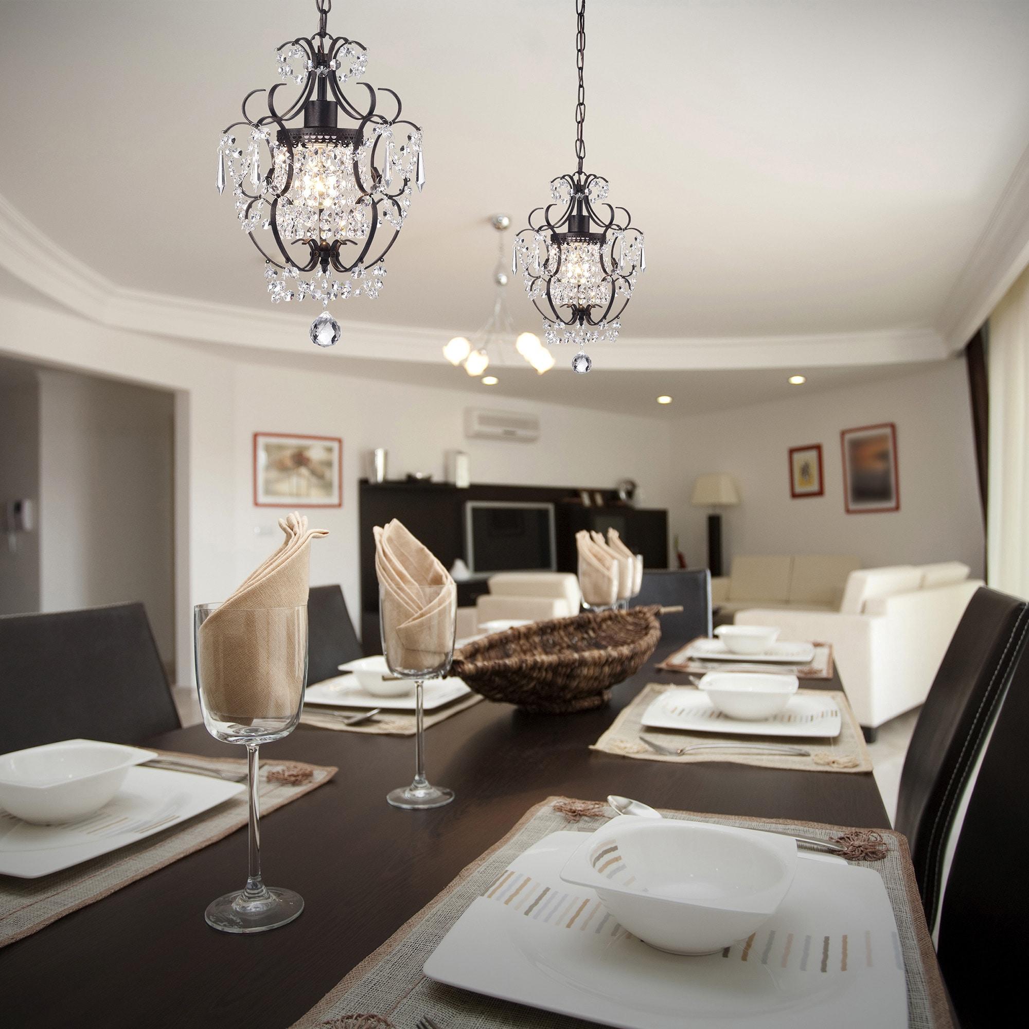 Antique Bronze Mini Crystal Glam Chandelier Pendant