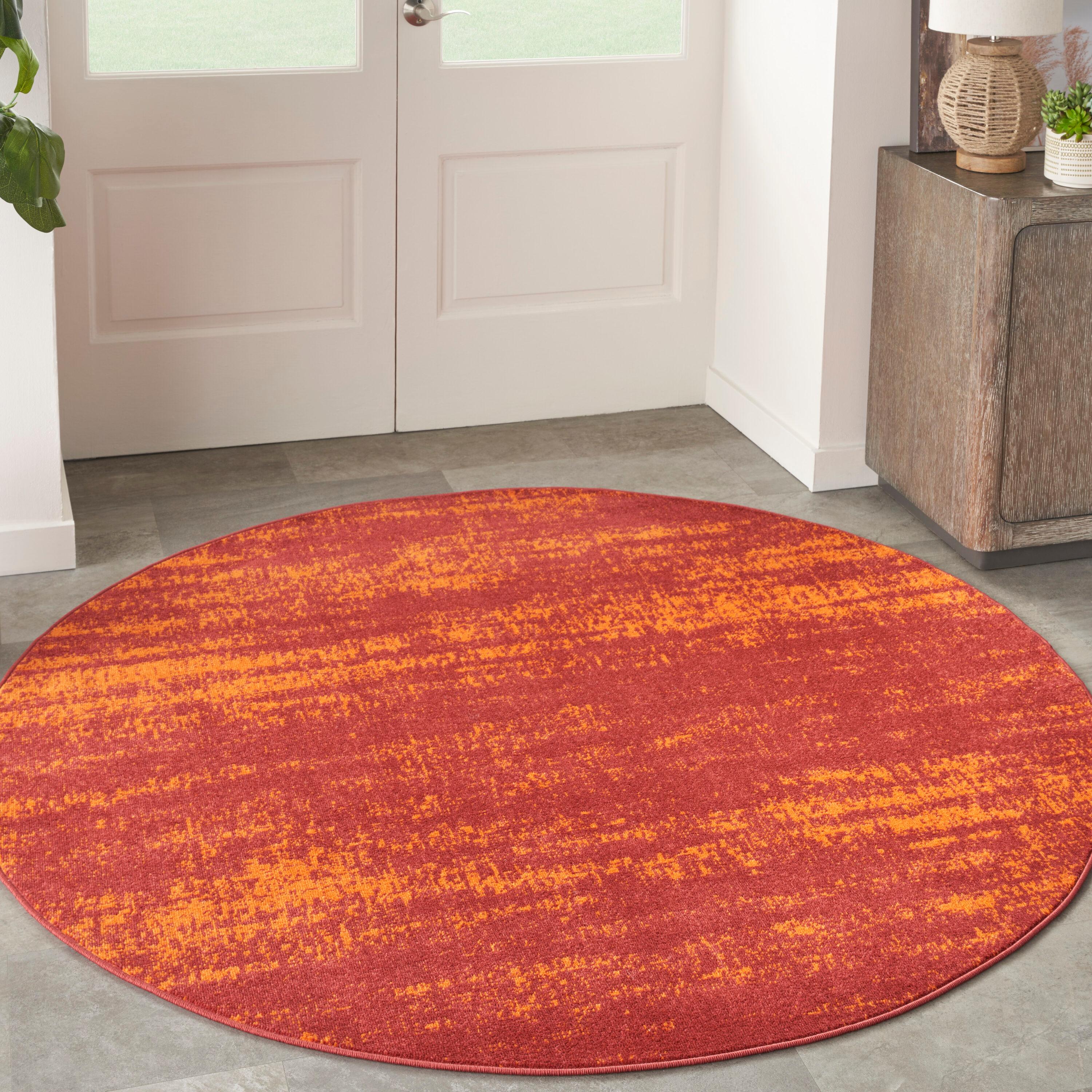 Nourison Essentials 4' x round Red Modern Indoor/Outdoor Rug