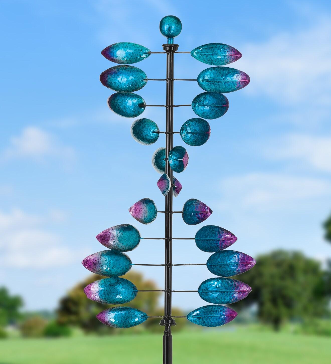 Blue and Magenta Double Helix Vertical Wind Spinner