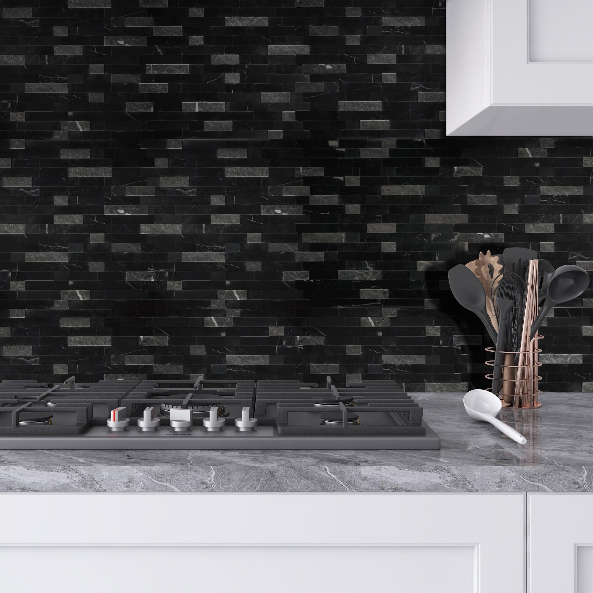 3D 11" x 12" Natural Stone Peel & Stick Mosaic Tile