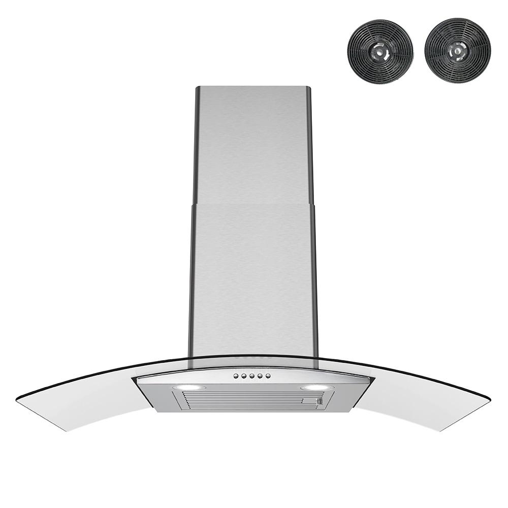 Streamline Largo 36" 220 Cubic Feet Per Minute Ductless Wall Mount Range Hood with Baffle Filter and Light Included