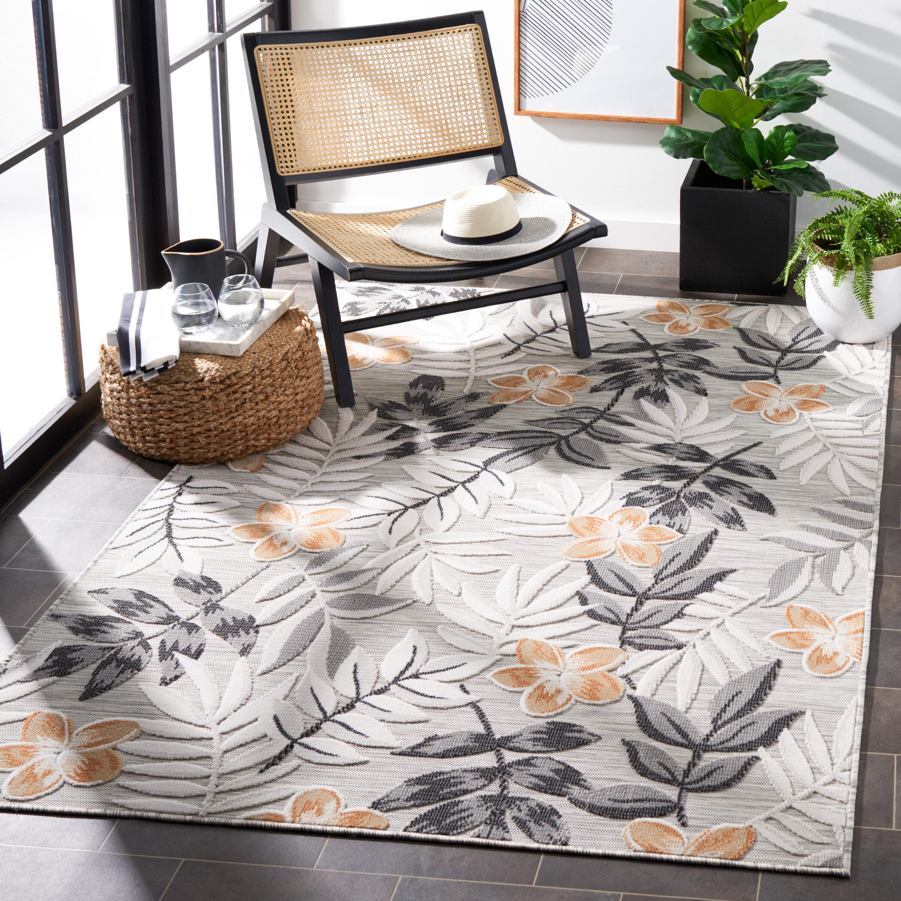 Cabana CBN405 Loomed Indoor/Outdoor Area Rug - Grey/Ivory - 5'1"x7'6" - Safavieh