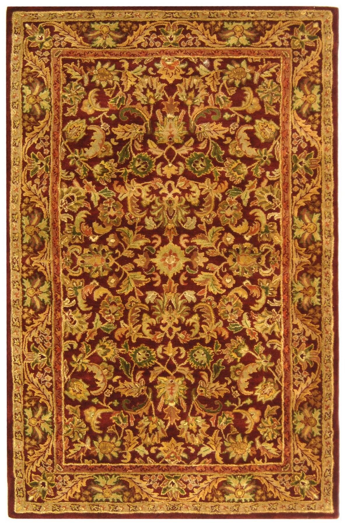 Antiquity AT52 Hand Tufted Indoor Area Rug - Wine/Gold - 5'x8' - Safavieh