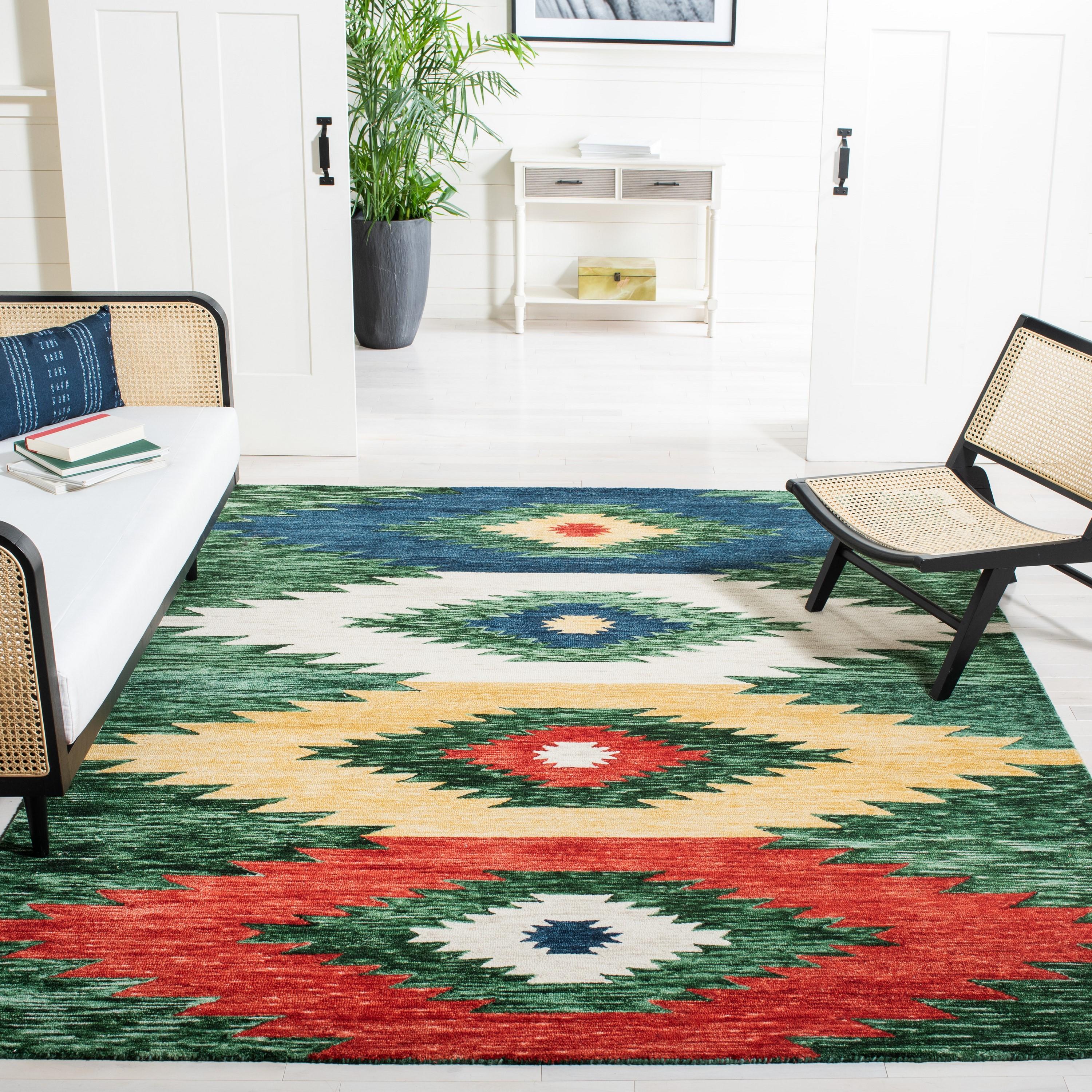 Aspen APN704 Hand Tufted Indoor Area Rug - Green/Red - 8'x10' - Safavieh