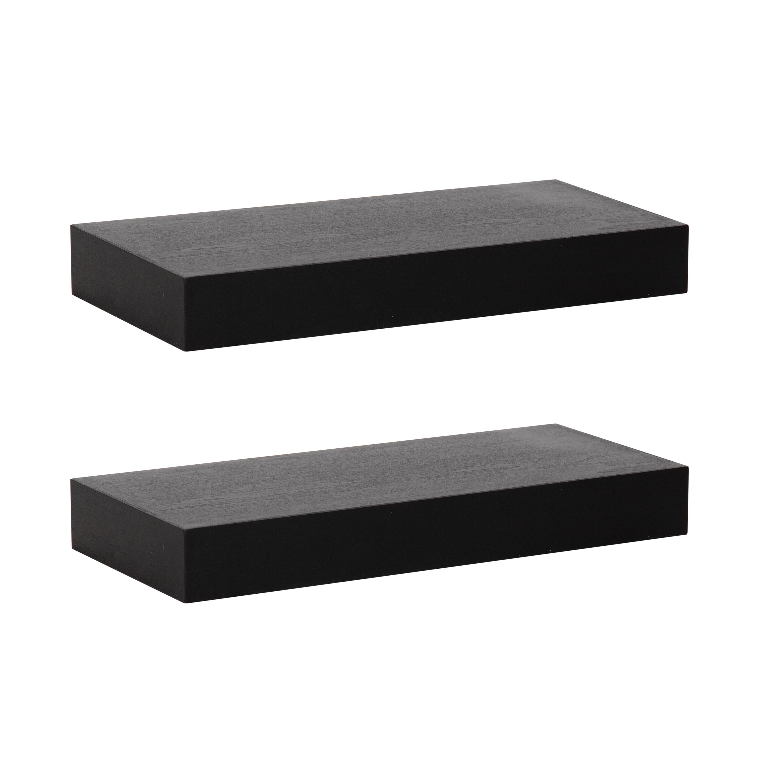 Kate & Laurel All Things Decor 2pc 18" Havlock Wood Shelf Set Black: MDF Open Shelves, No Assembly Required