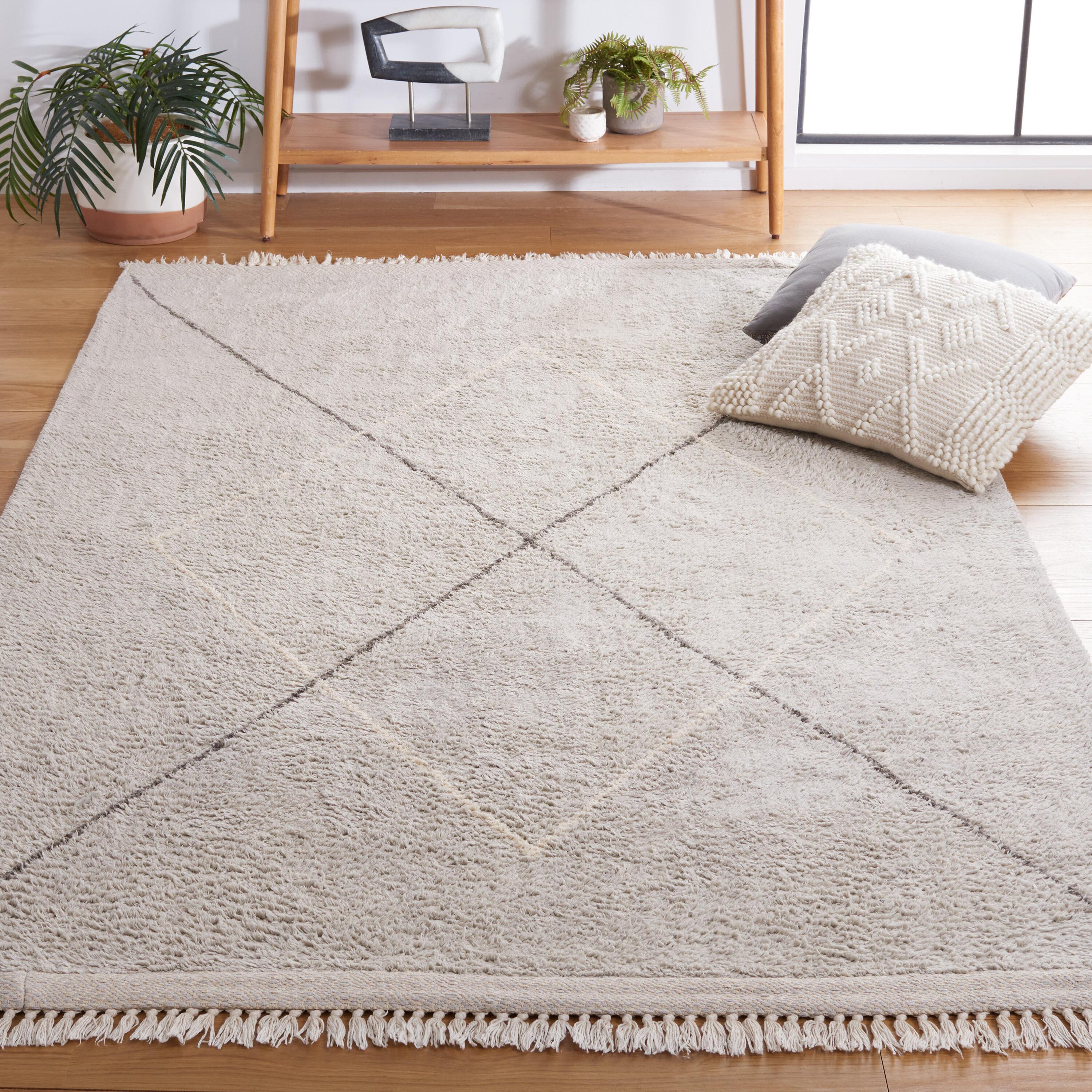 Easy Care ECR210 Hand Woven Machine Washable Indoor Area Rug - Grey/Ivory - 5'x8' - Safavieh