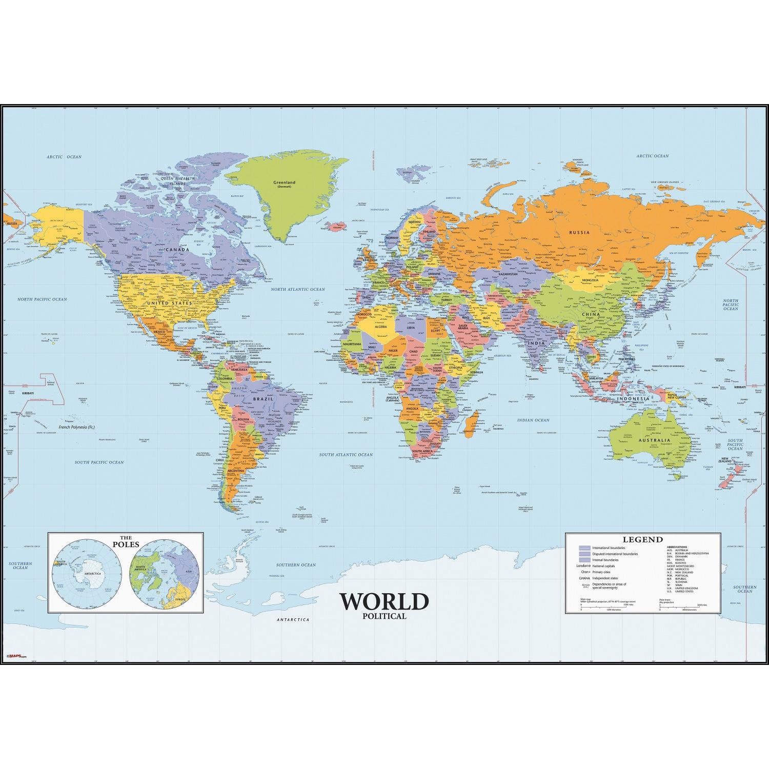 Dry Erase Map Of The World Peel and Stick Giant Wall Decal - RoomMates: Vinyl Self-Adhesive Modern Decor