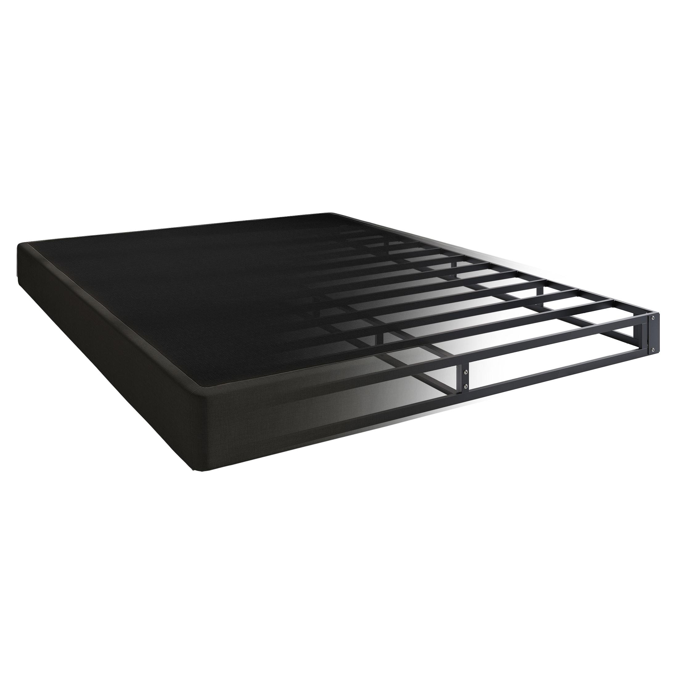 ChaletPosh Queen Metal Box Spring In Black Linen