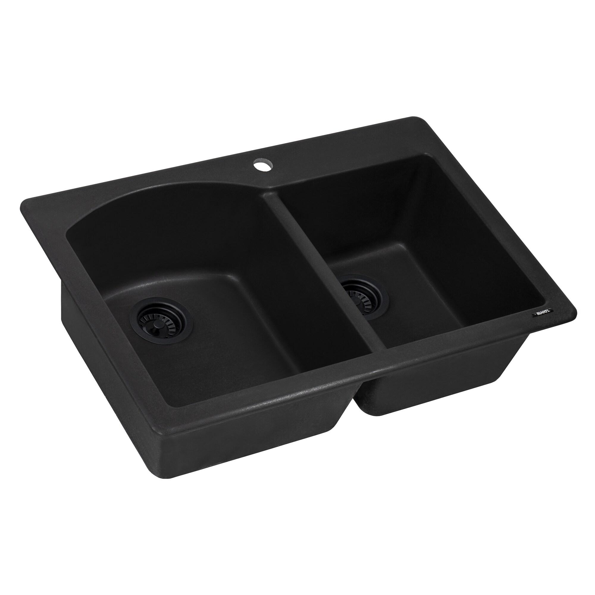 Ruvati 33 x 22 inch epiGranite Dual-Mount Granite Composite Double Bowl Kitchen Sink