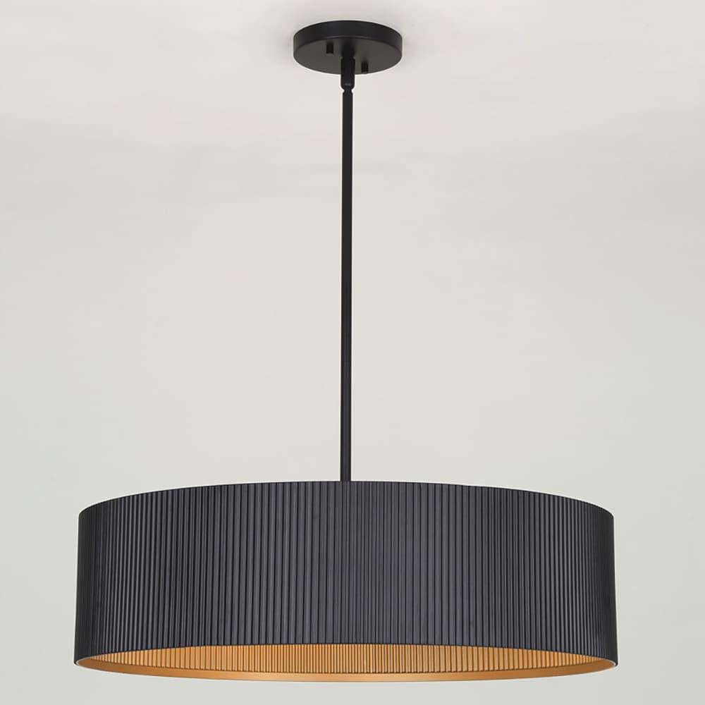 Canarm Rexton 3-Light Rod Chandelier, Matte Black Contemporary Ceiling Fixture for Dining Room, Kitchen, or Living Room
