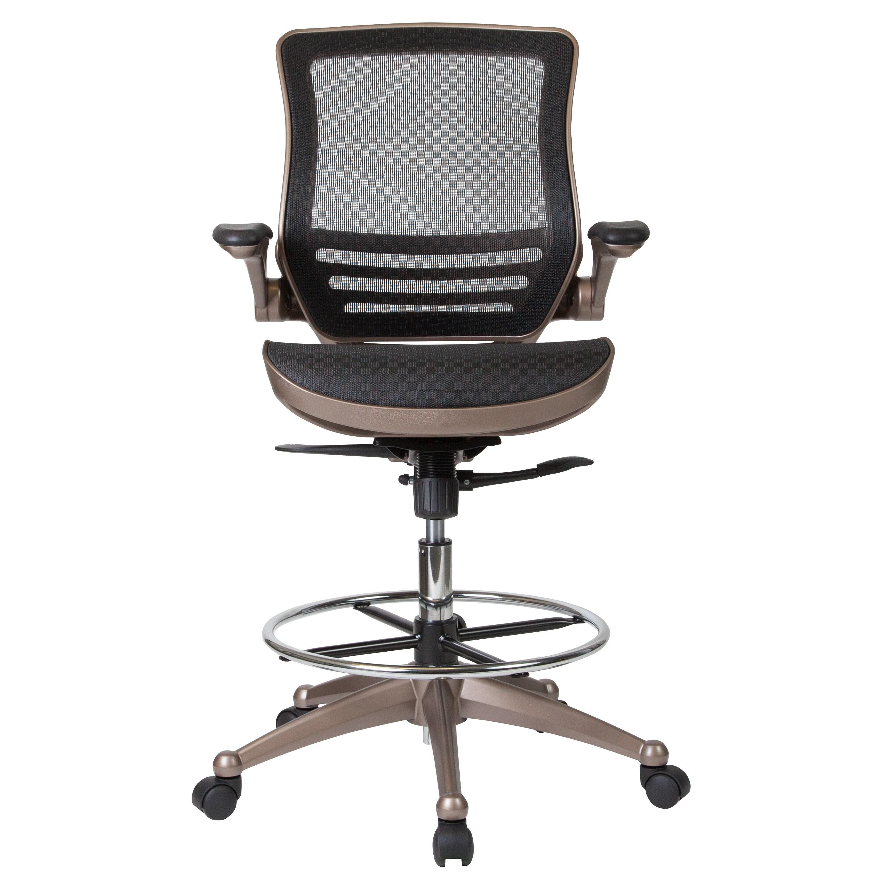 Flash Furniture Mignone Mid-Back Transparent Mesh Office Chair with Flip-Up Arms