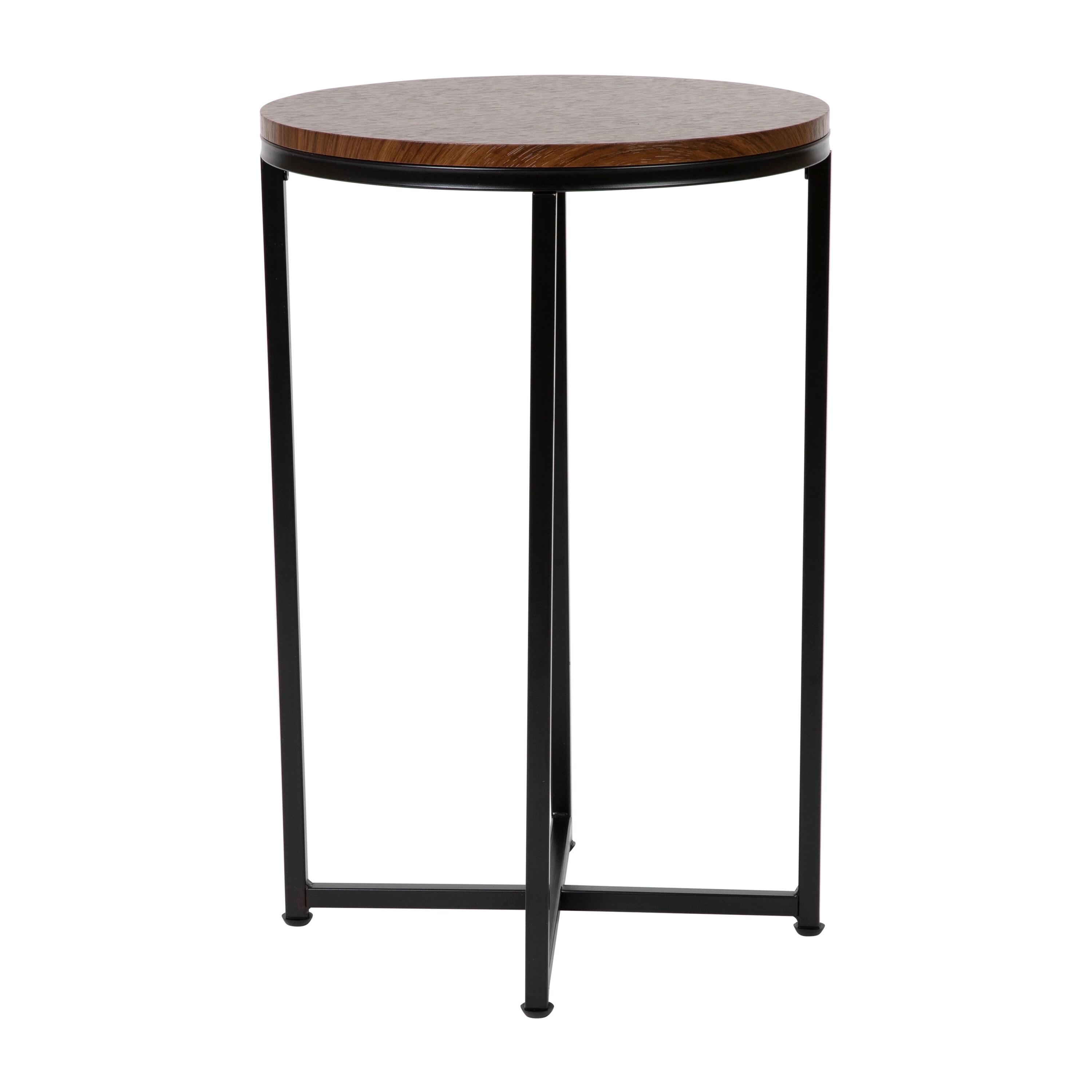 Flash Furniture Hampstead Collection End Table - Modern Walnut Finish Accent Table with Crisscross Matte Black Frame