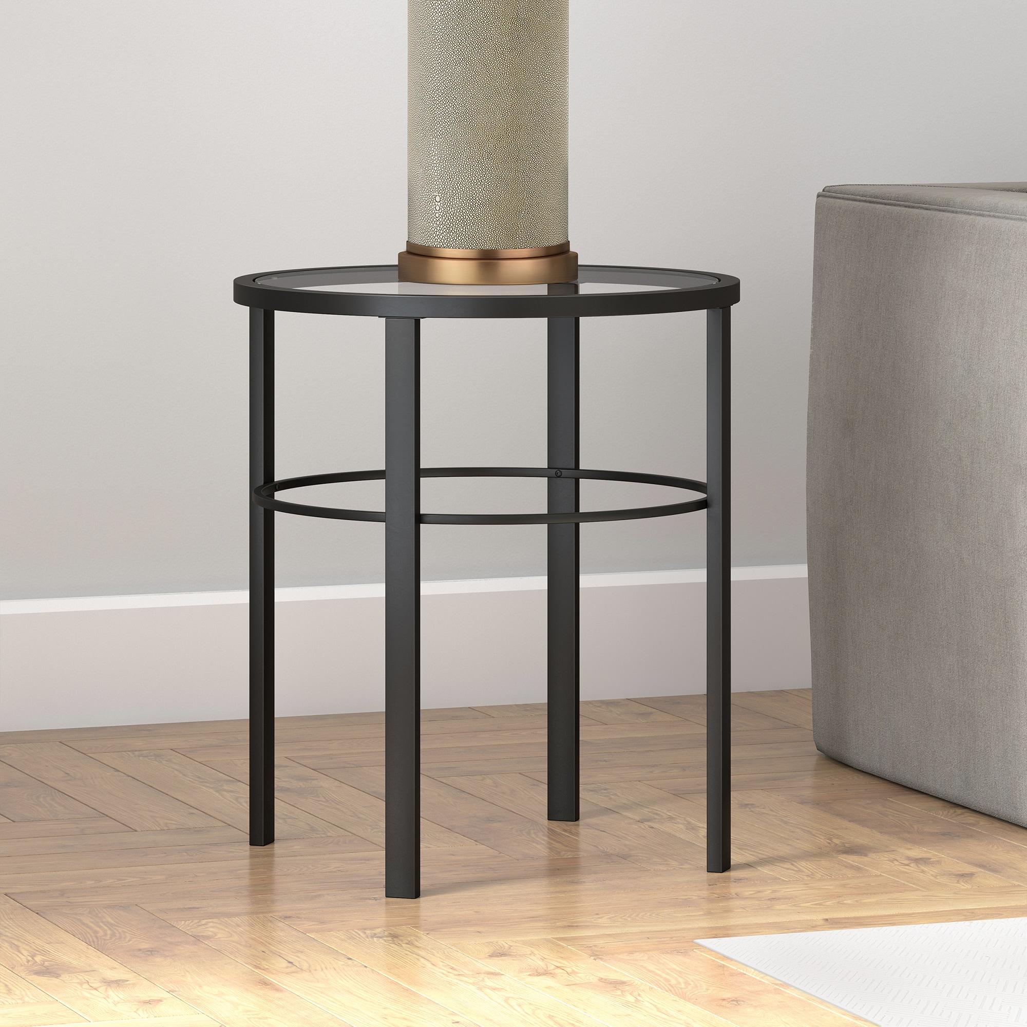 Evelyn&Zoe Gaia 20" Wide Round Side Table, Blackened Bronze