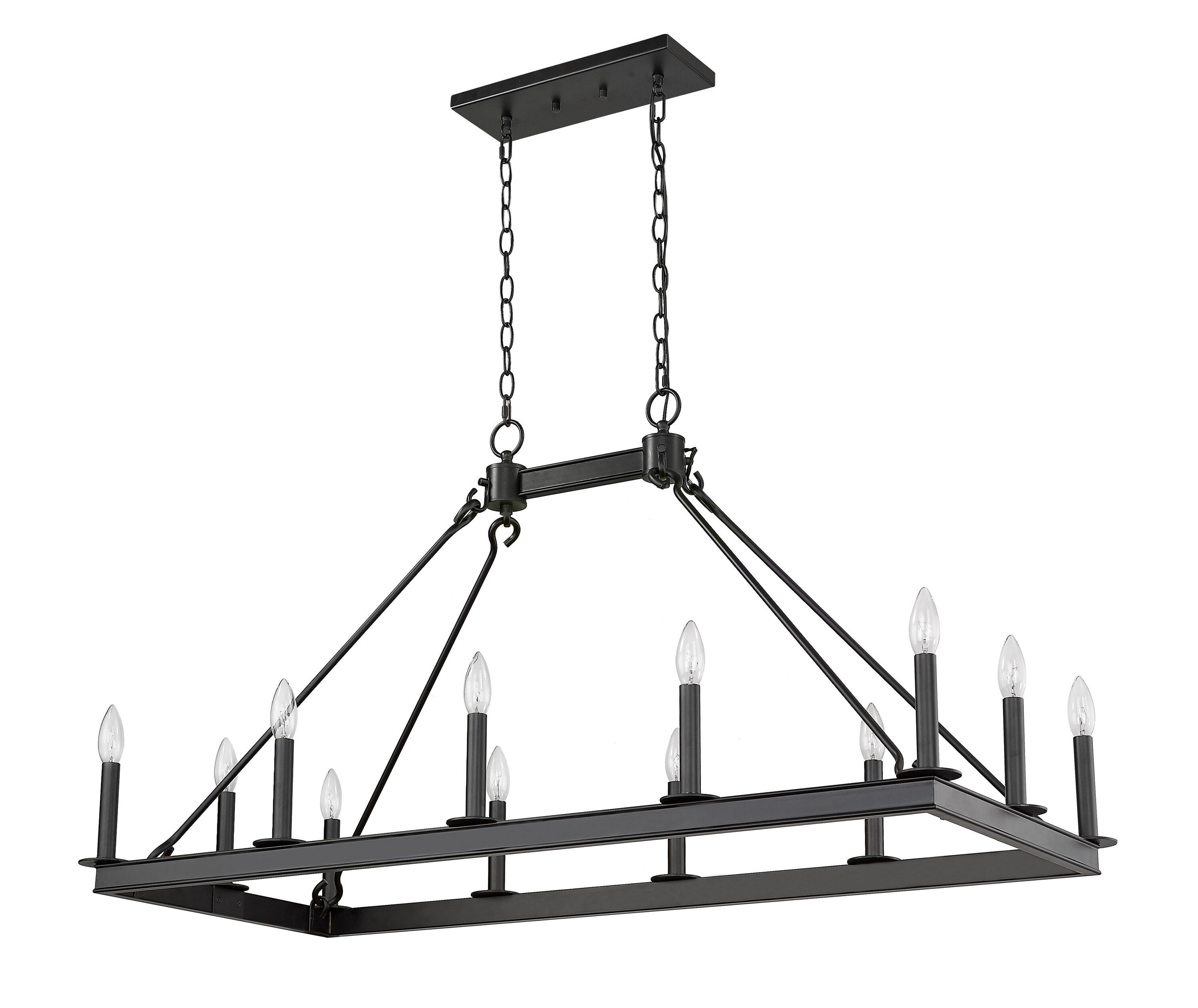 Z-Lite Barclay 12 Light Transitional Steel Island Pendant in Matte Black