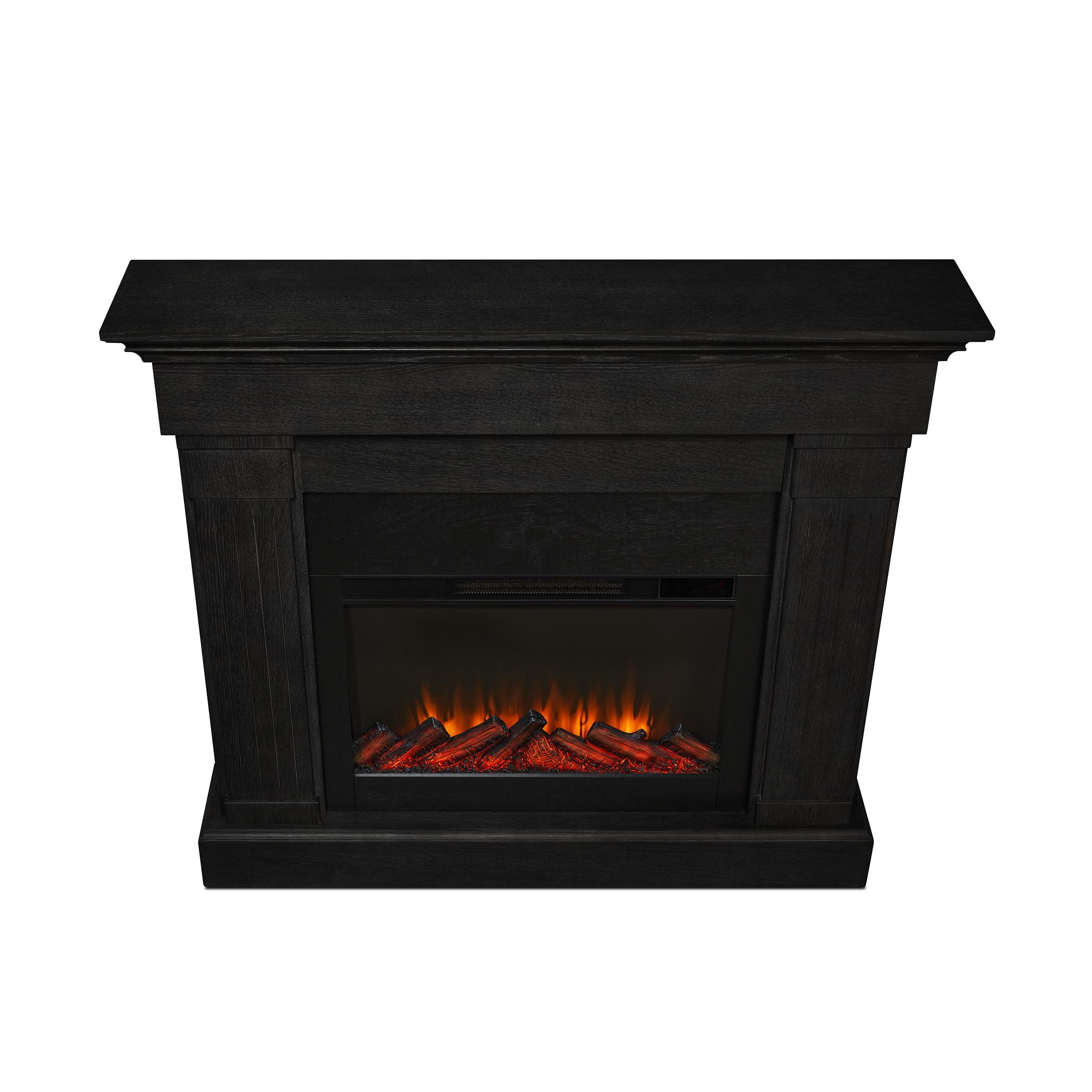 Crawford 48" Slim Electric Fireplace in Black by Real Flame