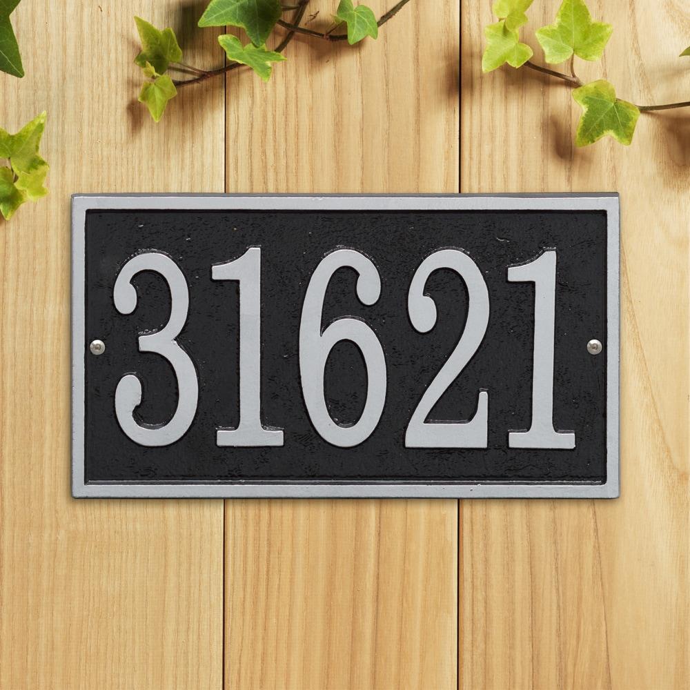 Black and Silver Metal Rectangle House Numbers Plaque