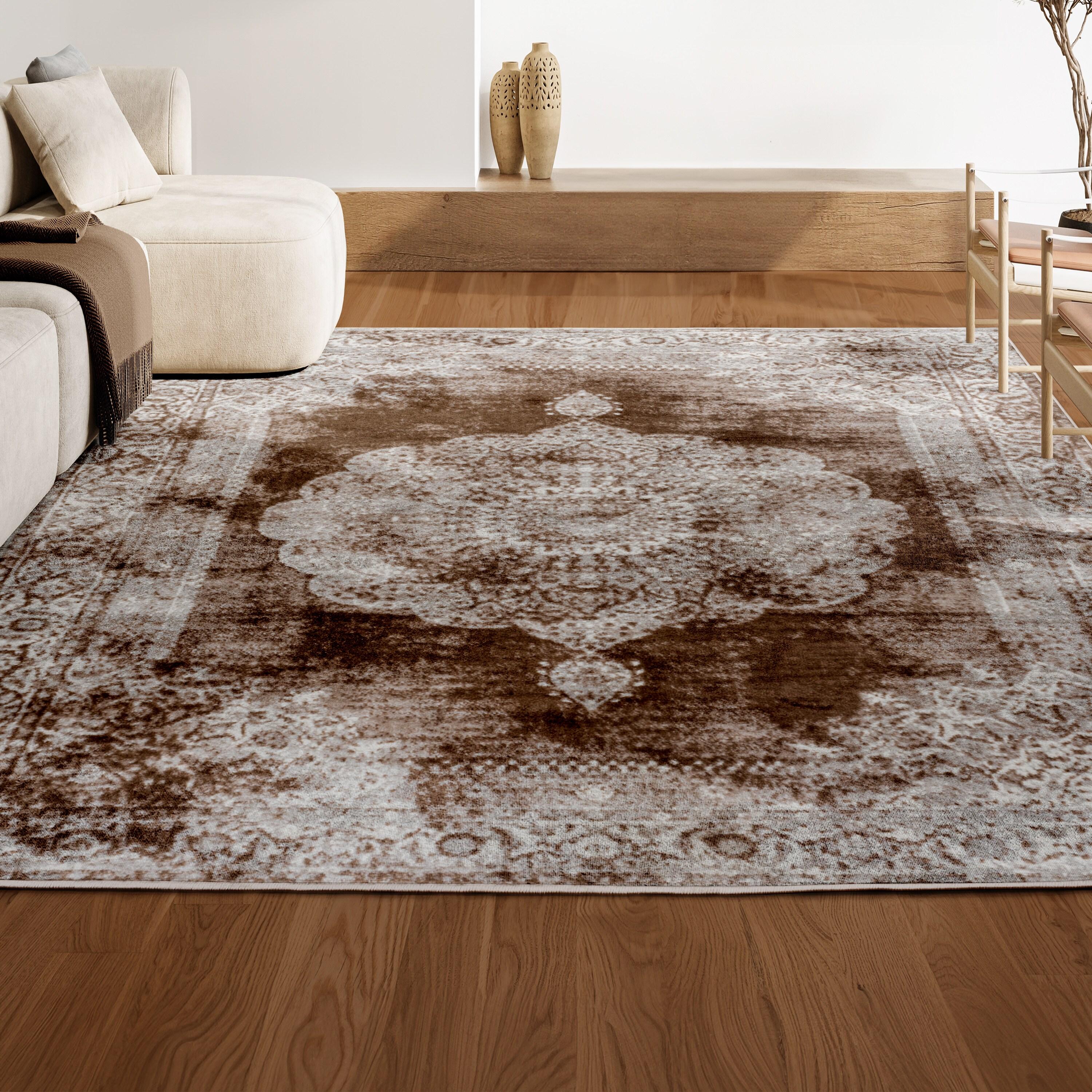 JONATHAN Y Rosalia Cottage Medallion Cream/Brown 5 ft. x 8 ft. Area Rug