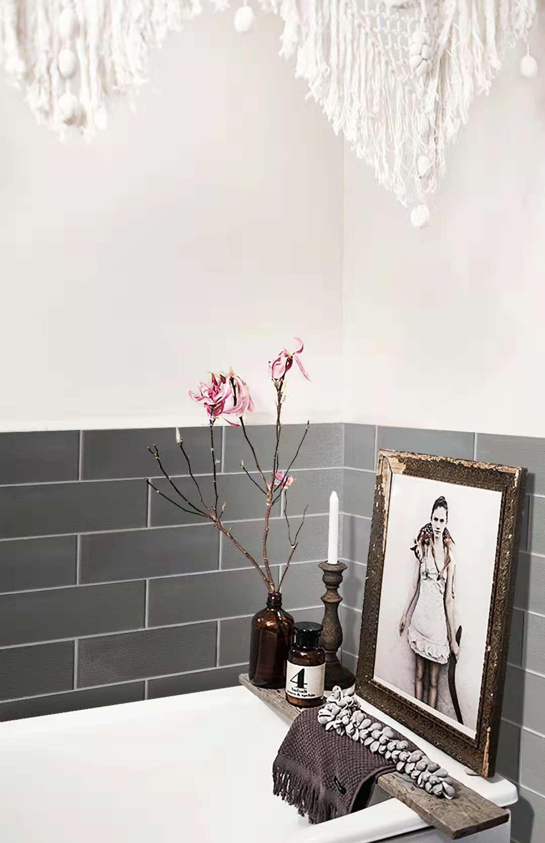 Premium Textured 4" x 12" Straight Edge Glass Subway Tile