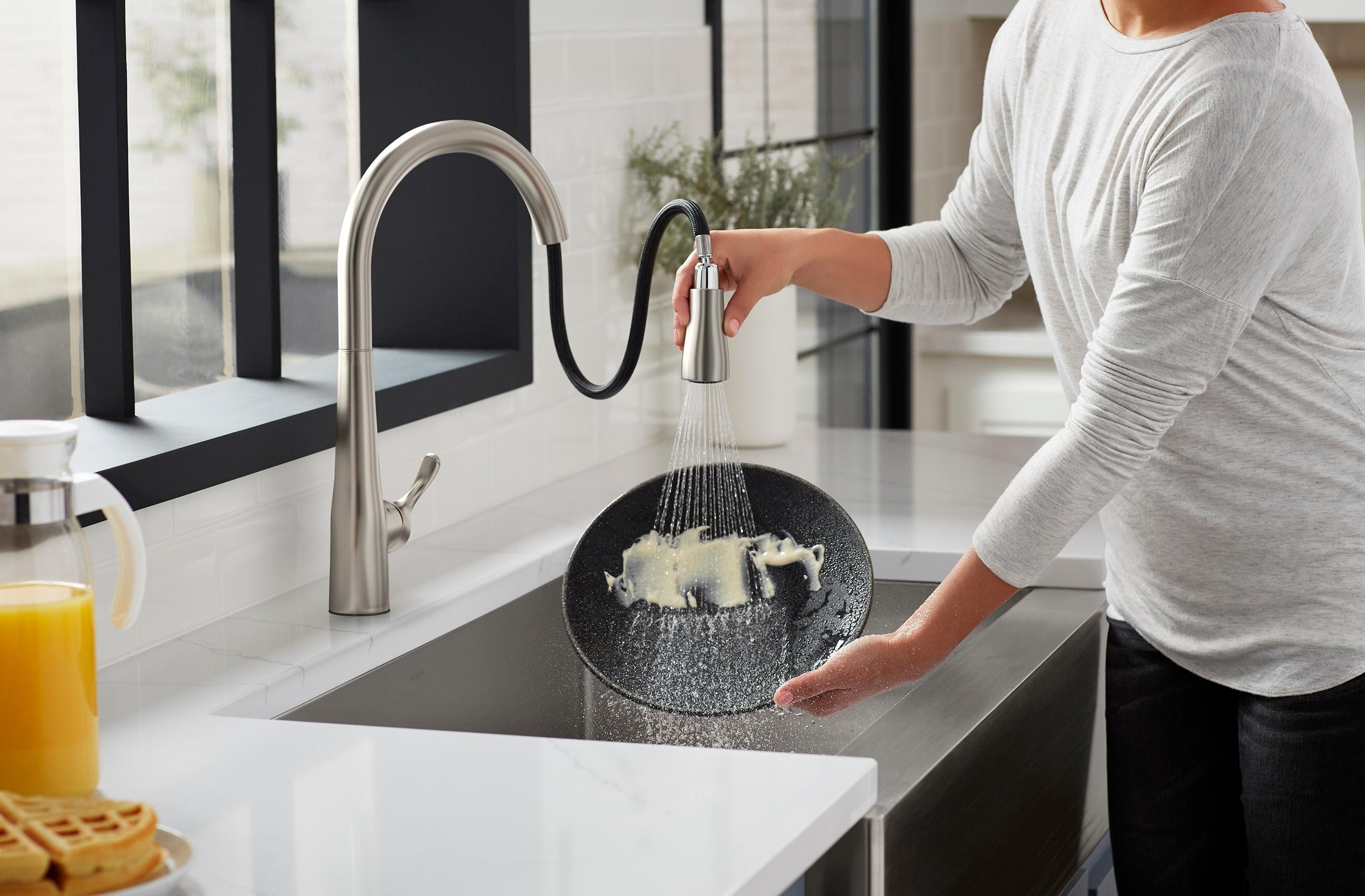 Kohler Simplice Single Handle Pull Down Kitchen Sink Faucet with Three-Function Pull Down Sprayer