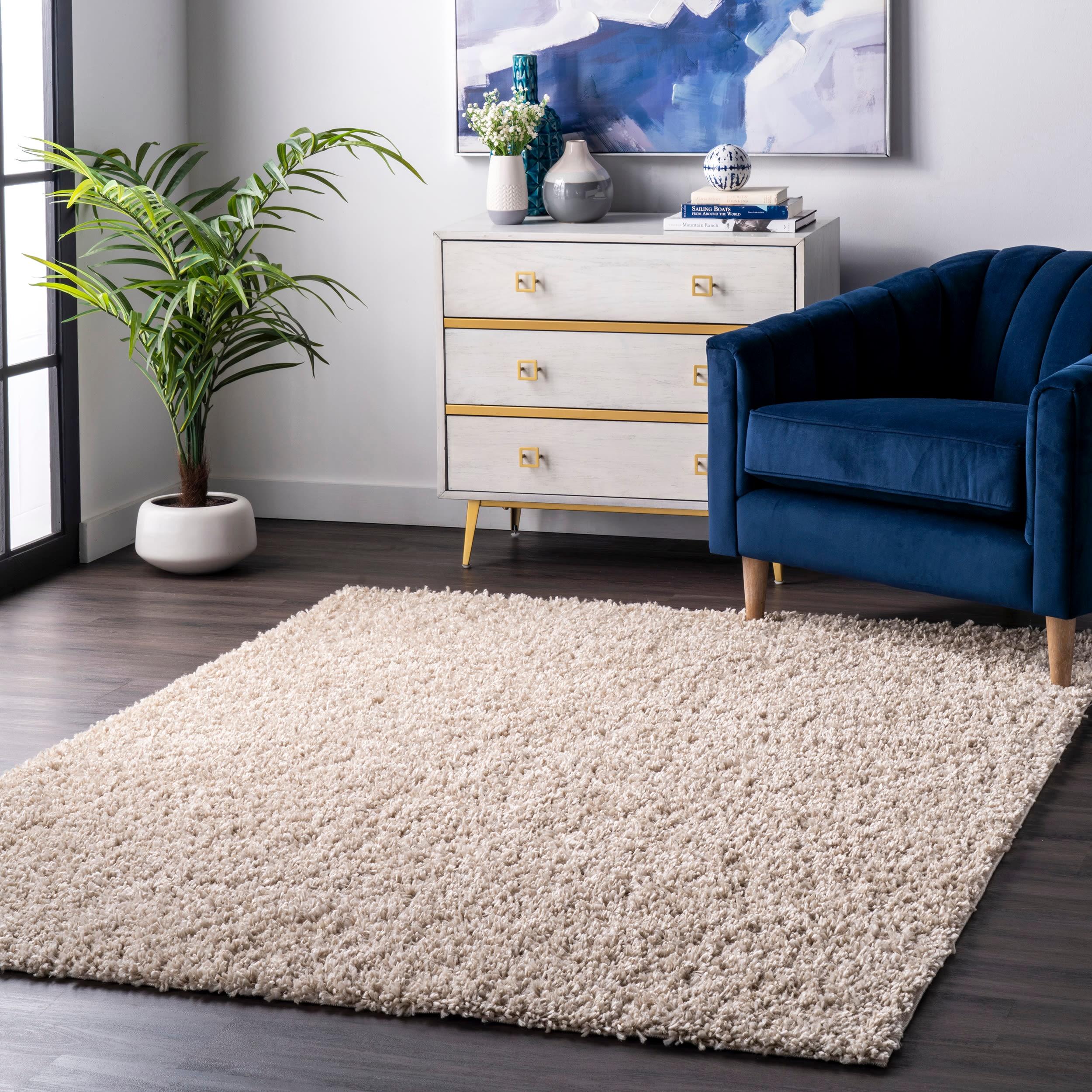 Nuloom Kara Solid 4x6 Shag Indoor Area Rug for Living Room Bedroom Dining Room Nursery, Beige