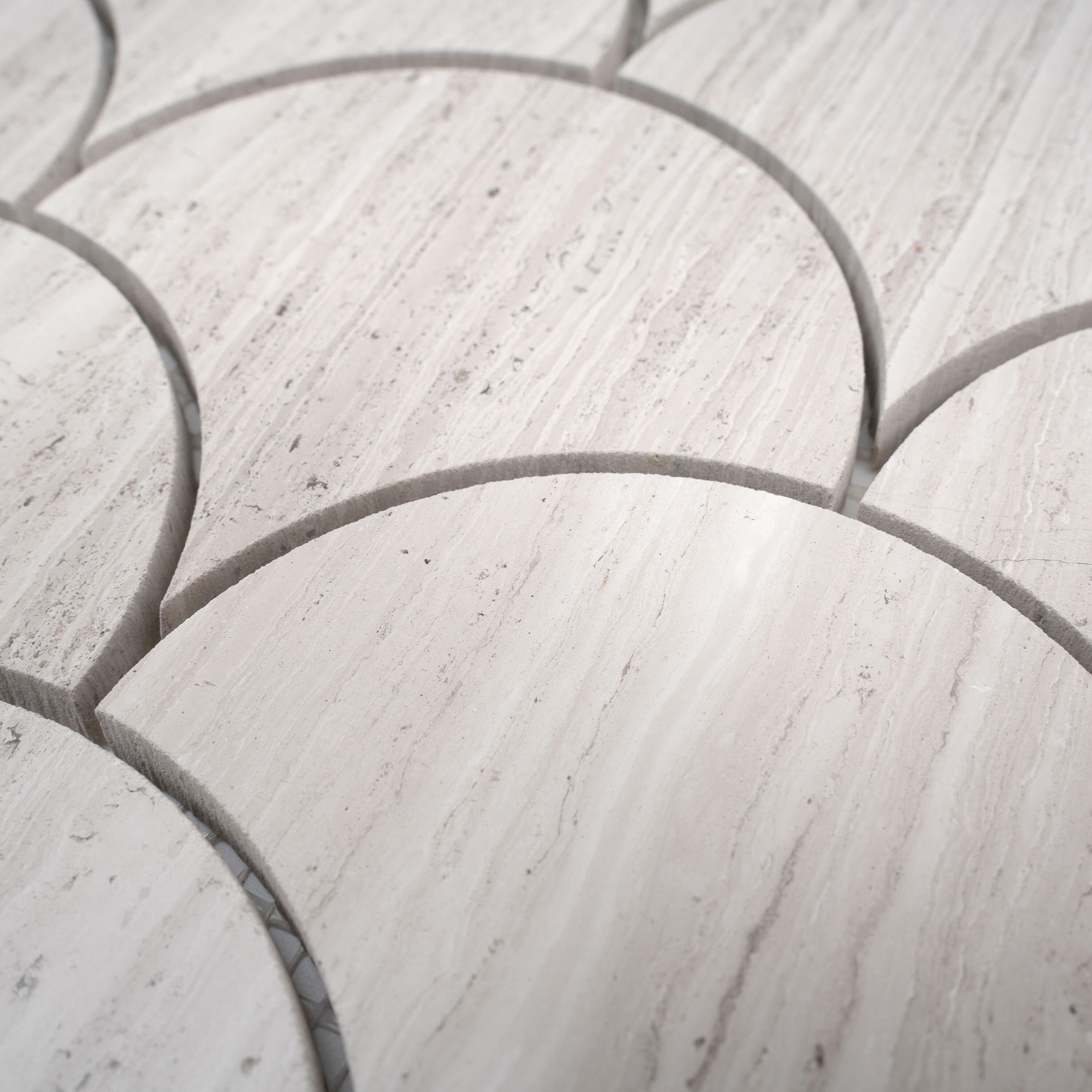 Apollo Tile    Gray 11.8-in. x 11.8-in. Scalloped Polished Marble Mosaic Floor and Wall Tile (4.83 Sq ft/case)