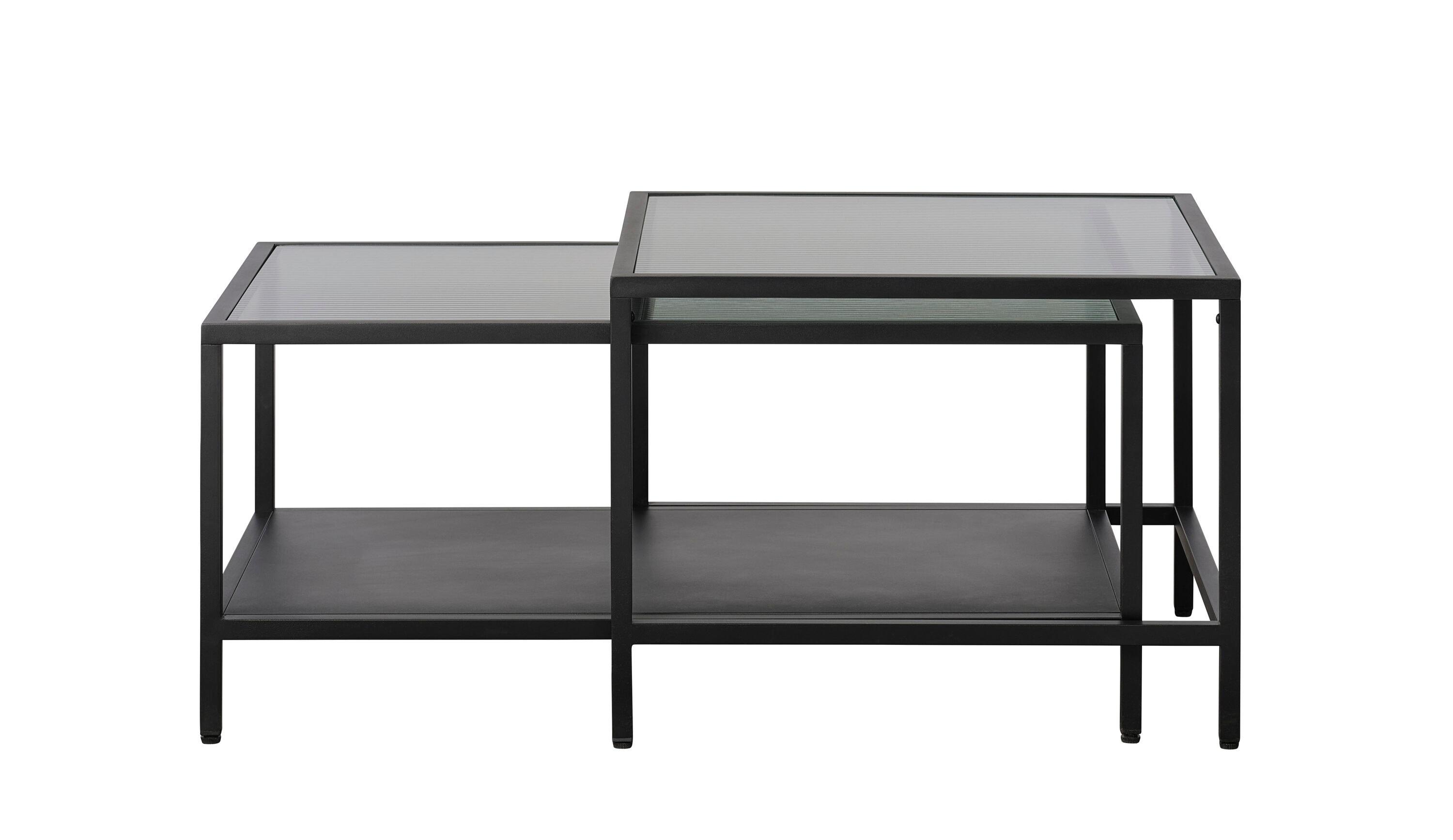 Unique Furniture Metal and Fluted Glass Nesting Coffee Table Set in Black