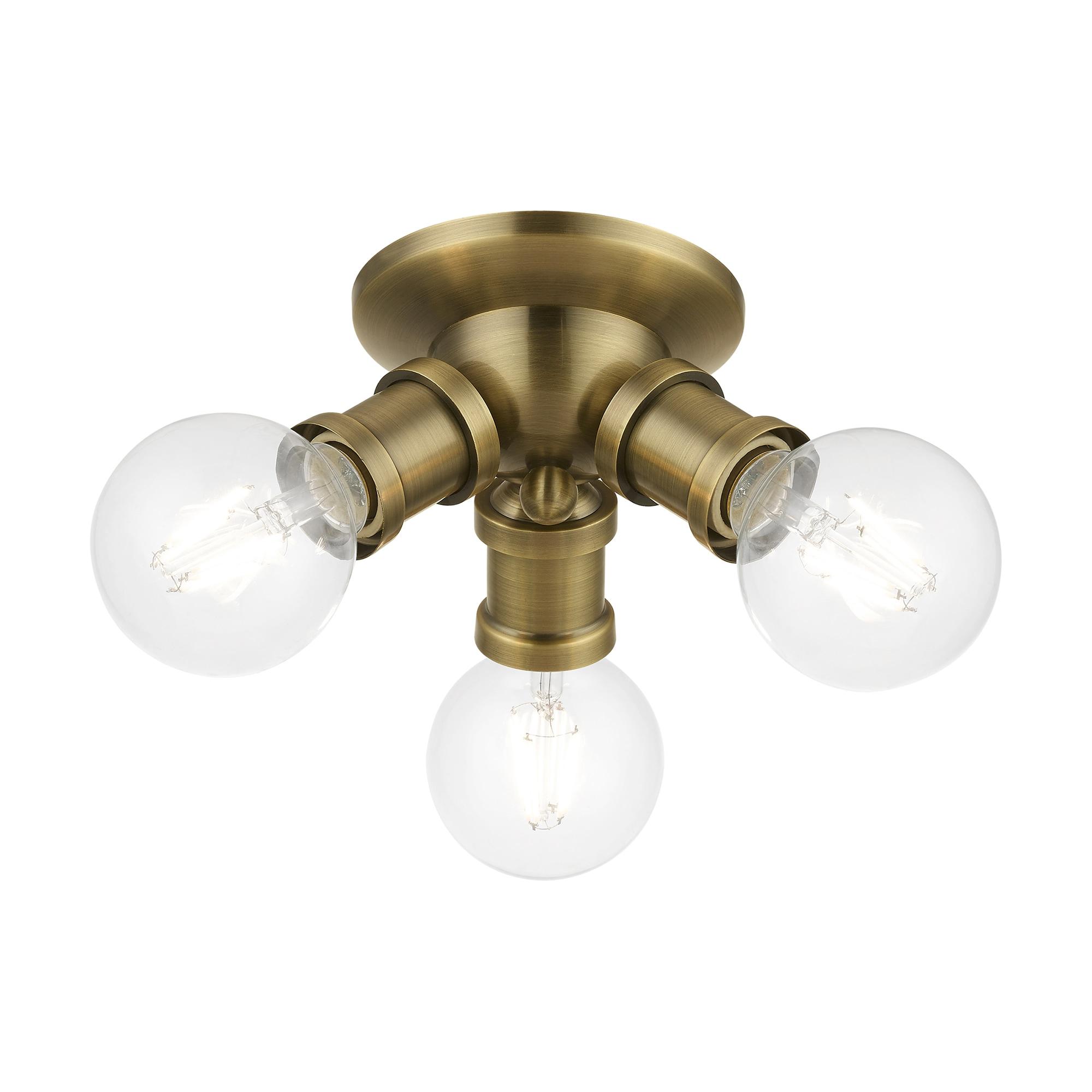Livex Lighting Lansdale 3 - Light Flush Mount in  Antique Brass