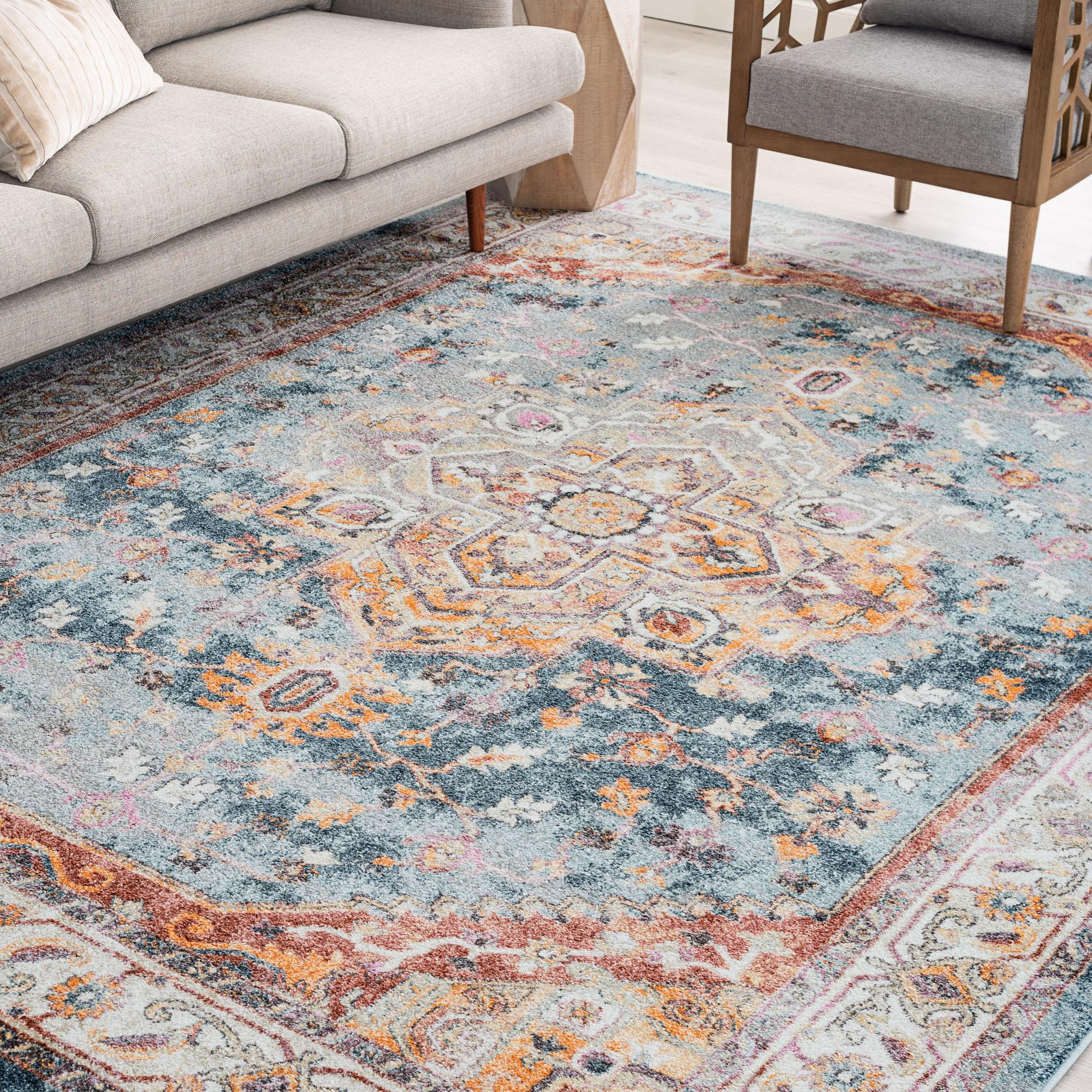 Wakefield Denim Rectangular 5' x 7' Synthetic Area Rug