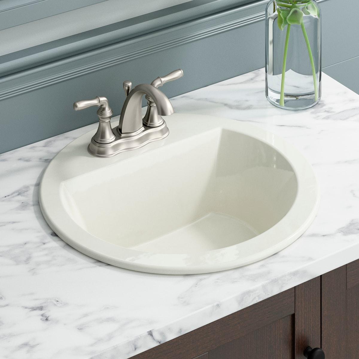 Bryant Round Drop-In Bathroom Sink with 4" Centerset Faucet Holes