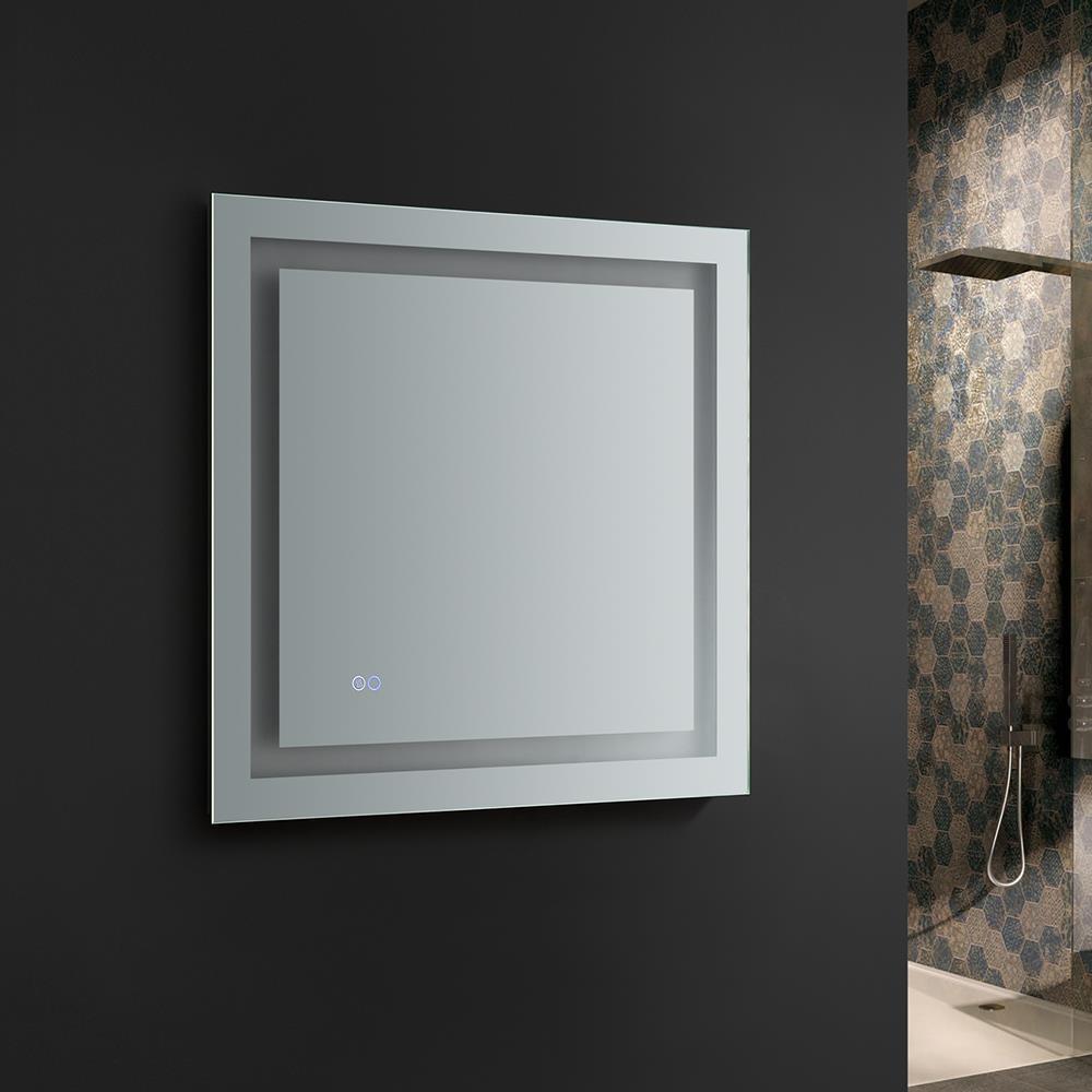 Fresca Santo 30" Wide x 30" Tall Bathroom Mirror with LED Lighting and Defogger