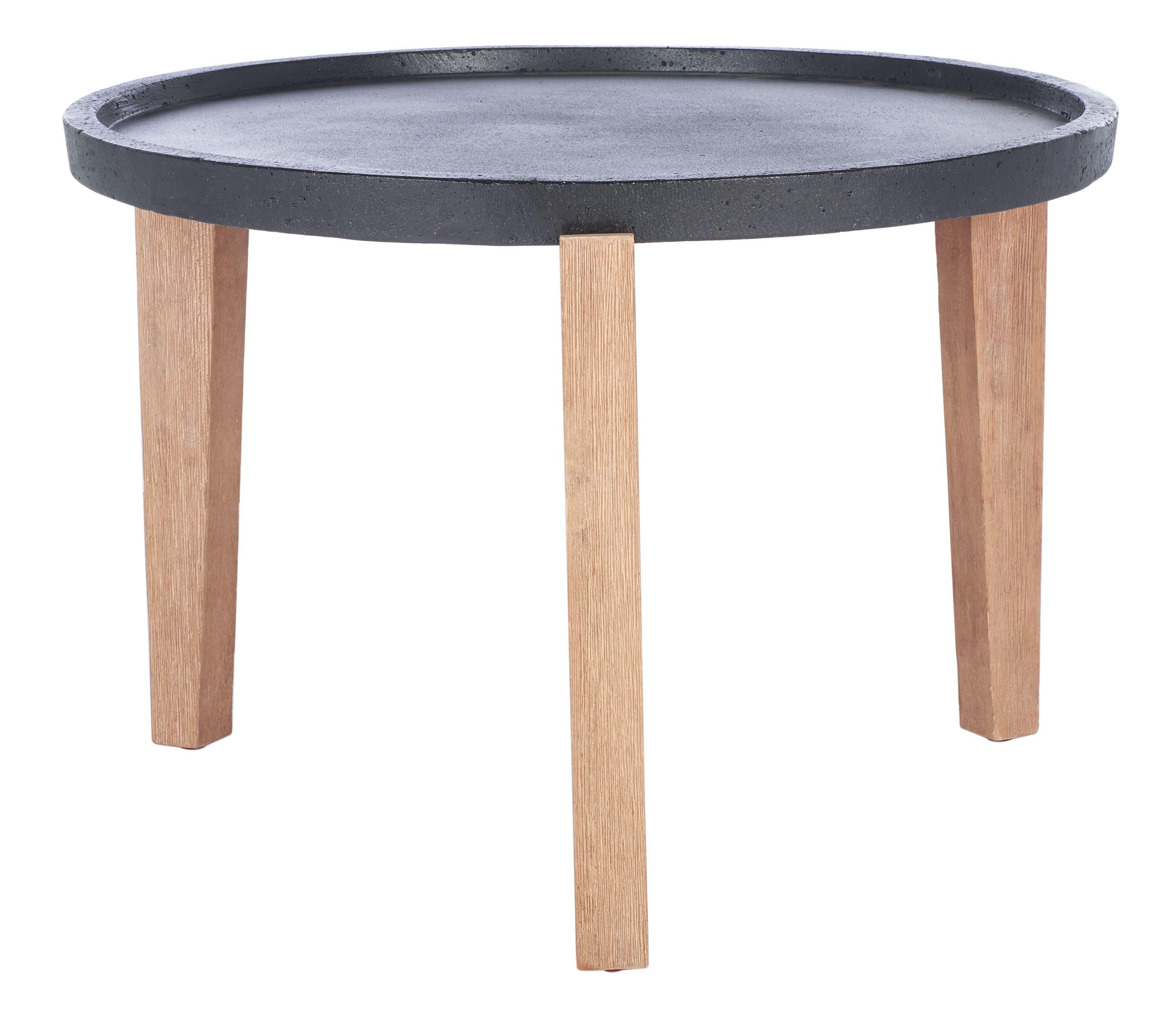 Valton Outdoor Side Table - Natural/Black - Safavieh