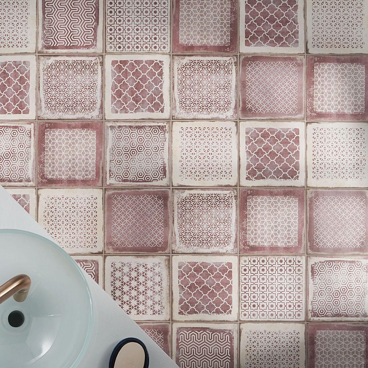 Bond Tile 8" x 8" Encaustic Patterned Look Wall & Floor Tile