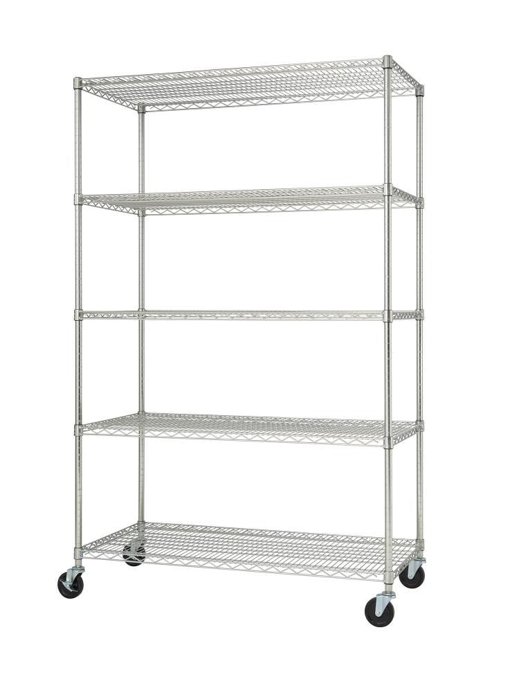 Trinity TRINITY EcoStorage 5-Tier NSF Steel Wire Shelving Unit w/ Wheels (48 in. W x 24 in. D)