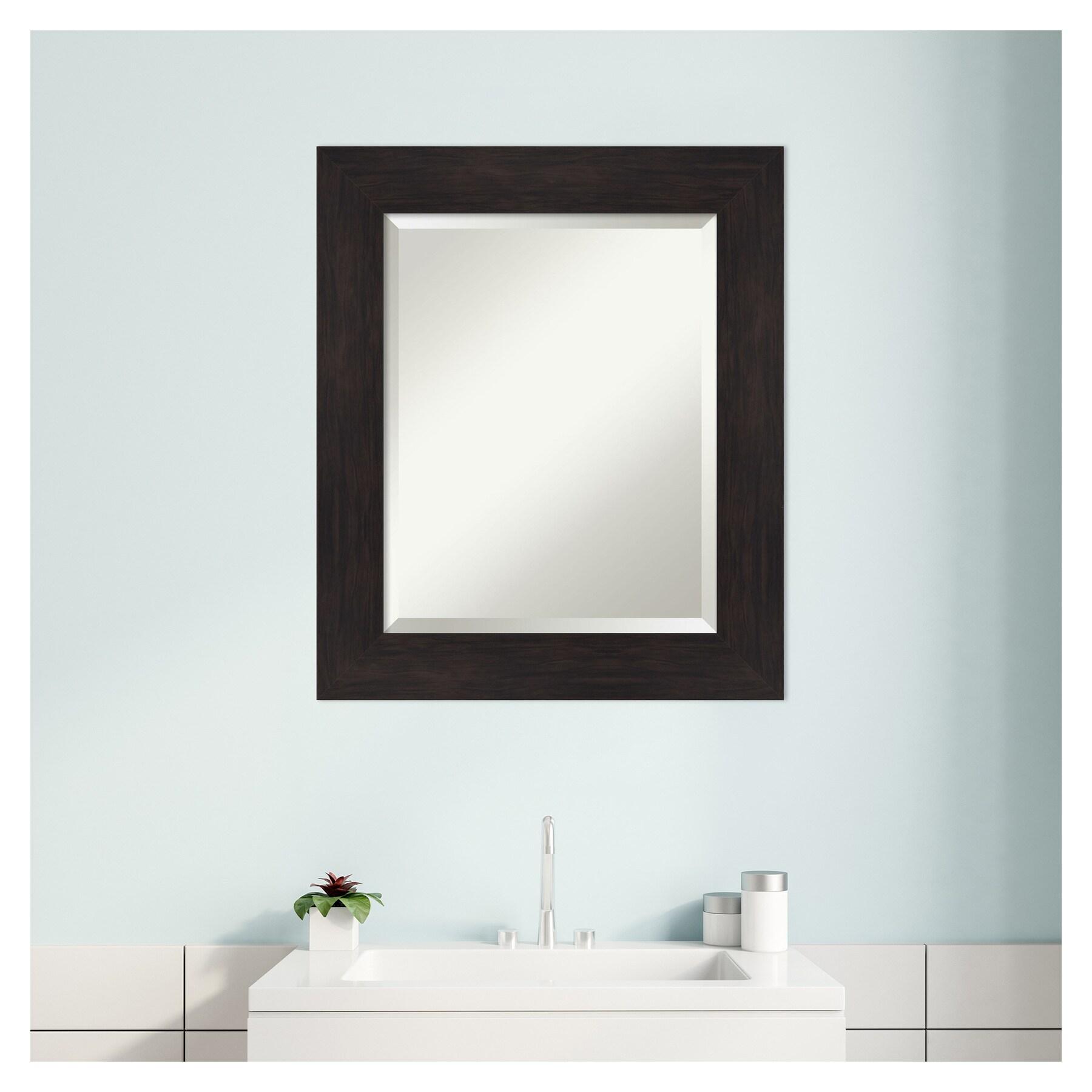 Amanti Art Furniture 21.38-Inches x 25.38-Inches Framed Rectangle Bathroom Vanity Mirror ( Espresso Brown )