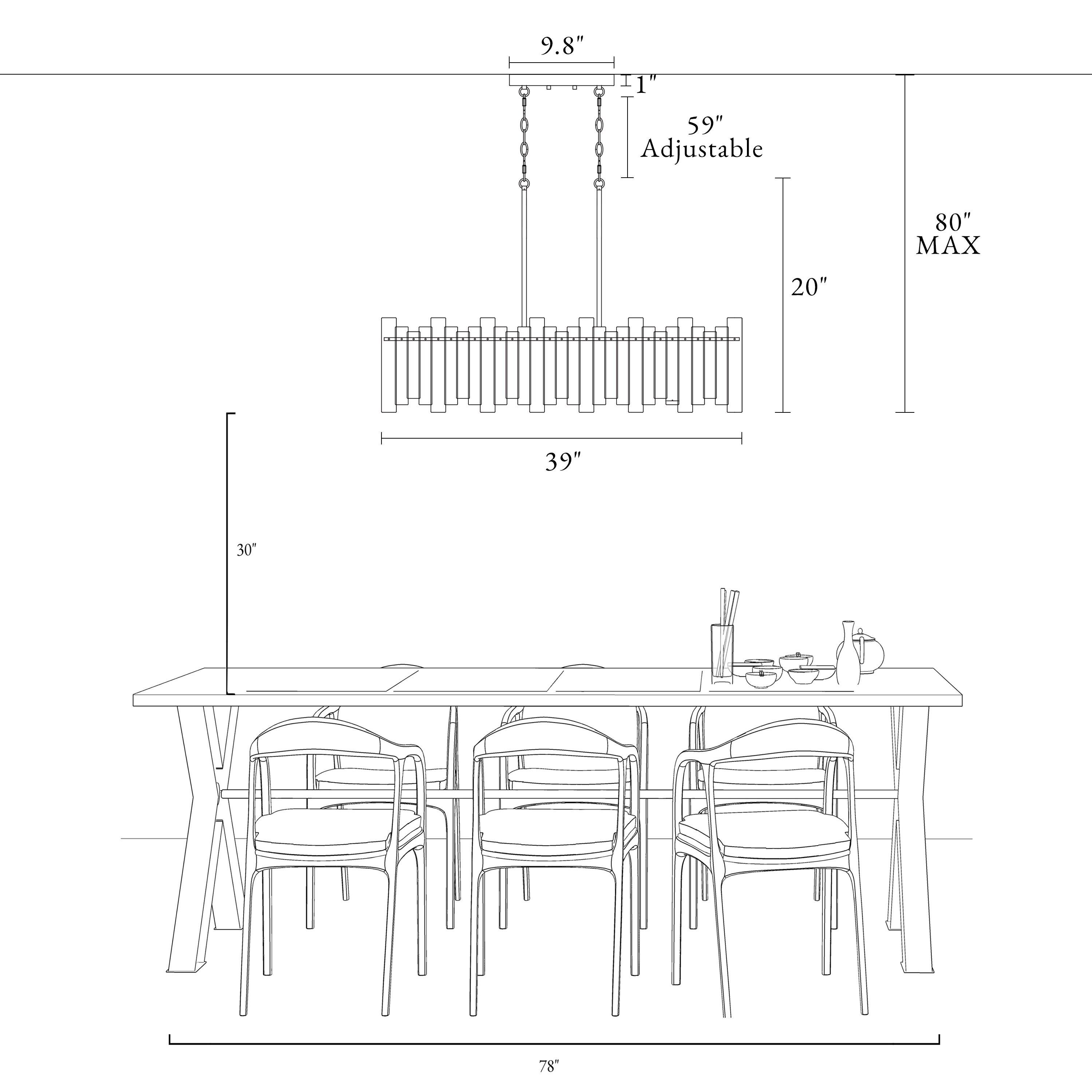 LNC Modern 6-Light 39" W. Glass Island Chandelier for Kitchen Island Dining Room - 39" W x 9.8" H x 9.9" D