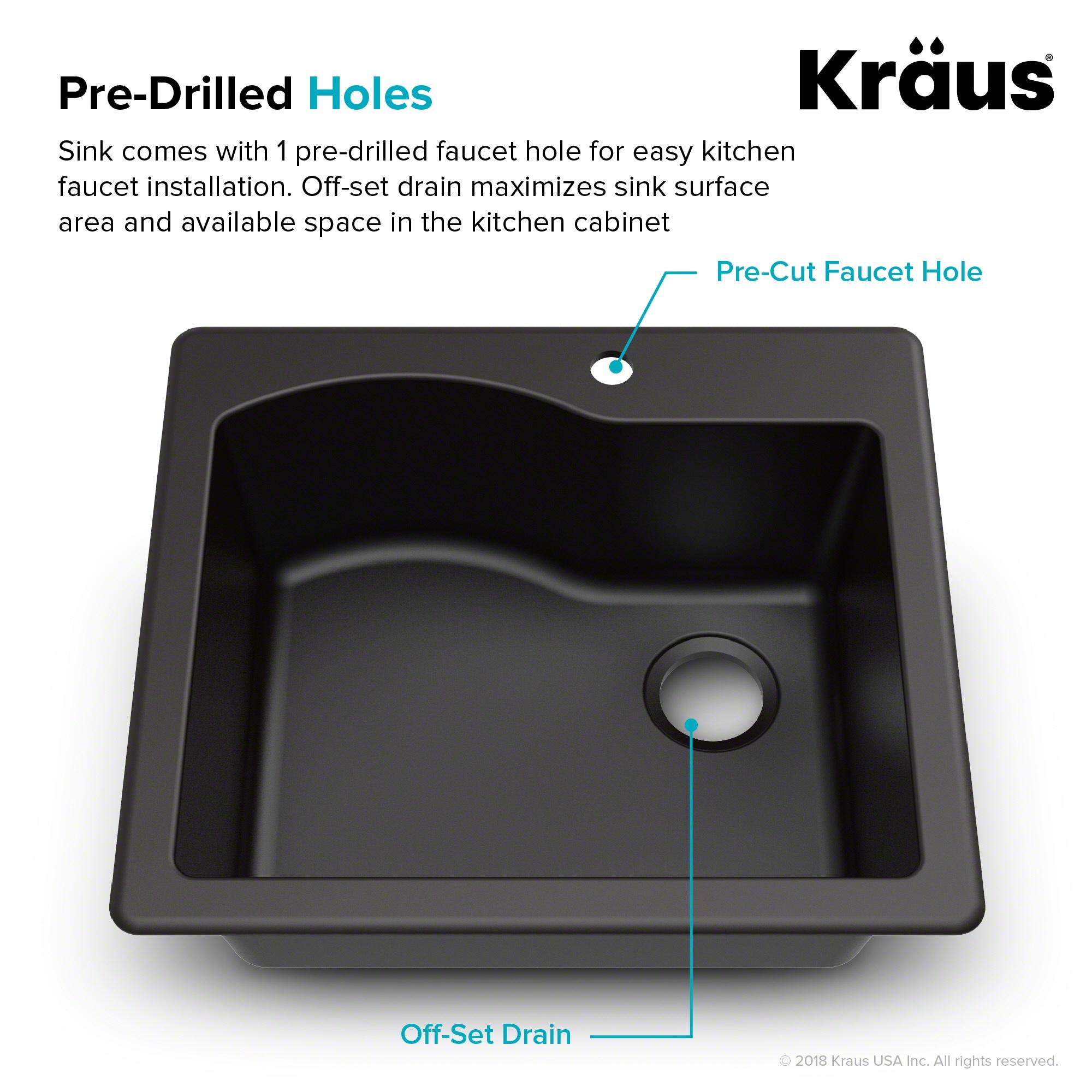 KRAUS Quarza™ 25" L Dual Mount Single Bowl Granite Kitchen Sink