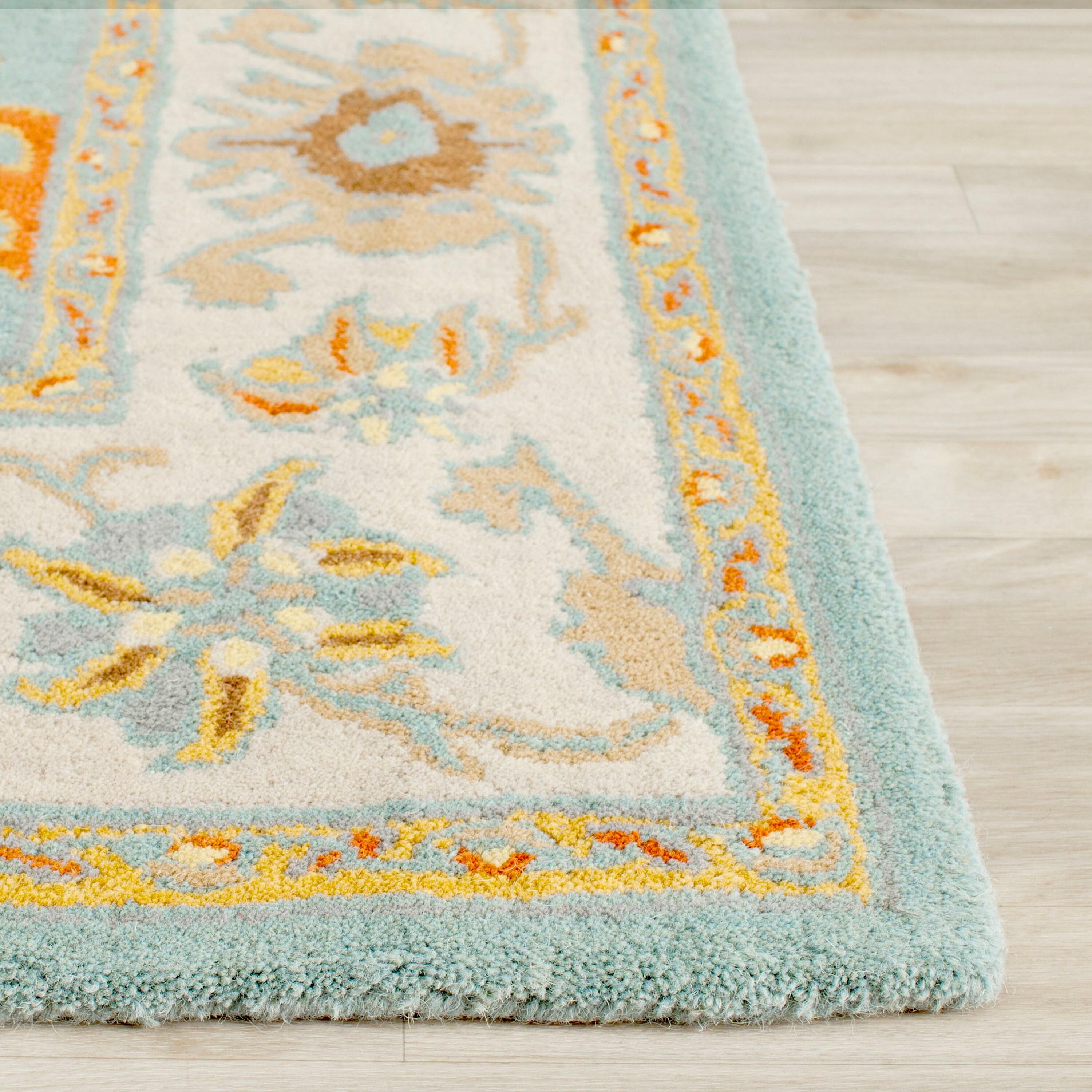 Heritage HG734 Hand Tufted Area Rug - Light Blue/Ivory - 4'x4' - Safavieh.