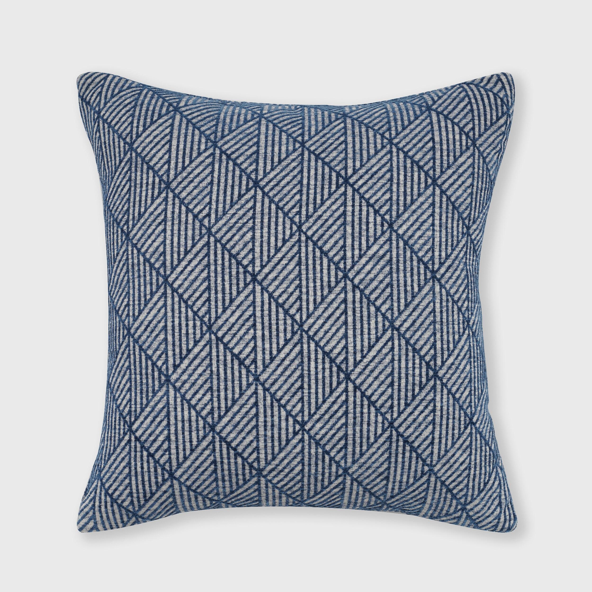 18"x18" Geometric Chenille Woven Jacquard Reversible Square Throw Pillow Blue - freshmint: EVERGRACE, Decorative Accent, Indoor Use