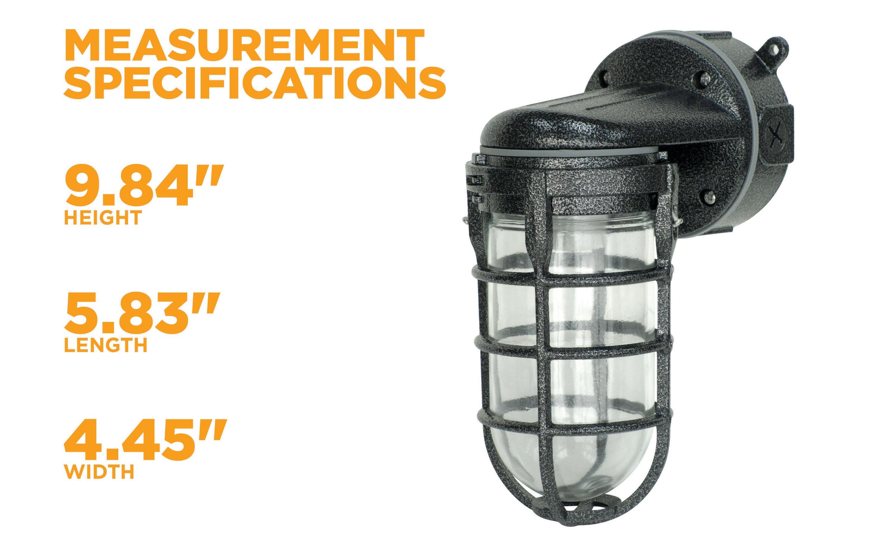 Woods L1707SVBLK Wall Mount Light in Hammered Black Finish Sturdy Die Cast Aluminum Cage, Suitable for Indoor and Outdoor Use