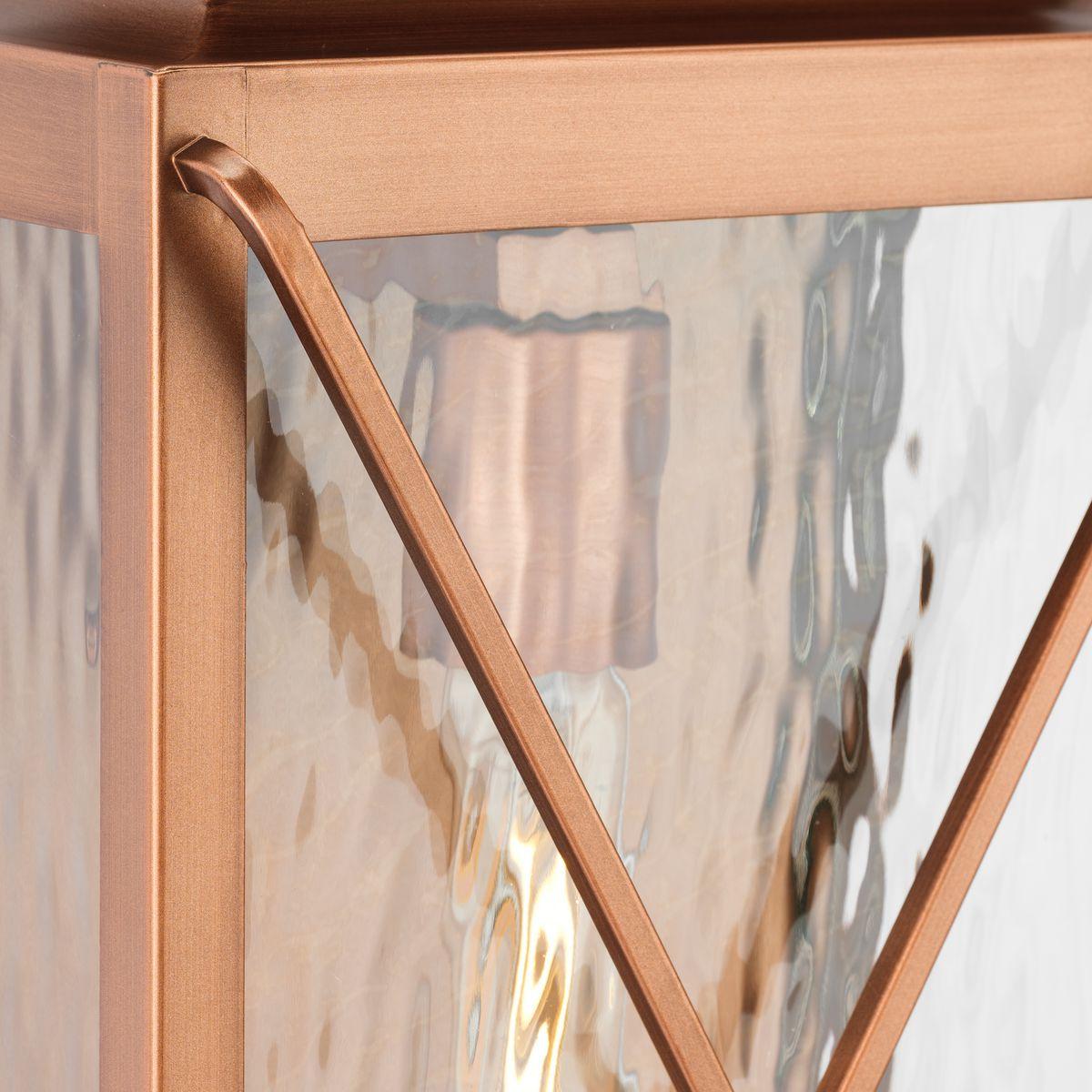 Wakeford Collection One-Light Antique Copper and Clear Water Glass Transitional Style Small Outdoor Wall Lantern