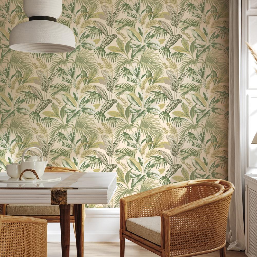 Tempaper & Co.® Havana Palm Removable Peel and Stick Wallpaper, Tropical Green, 28 sq. ft.: Vinyl Botanical Leaf Design