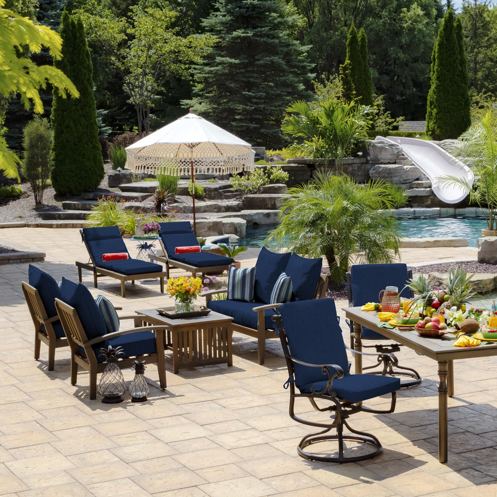 ARDEN Outdoor Toss Pillow (2 Pack) 16 x 16, Sapphire Aurora Blue Stripe