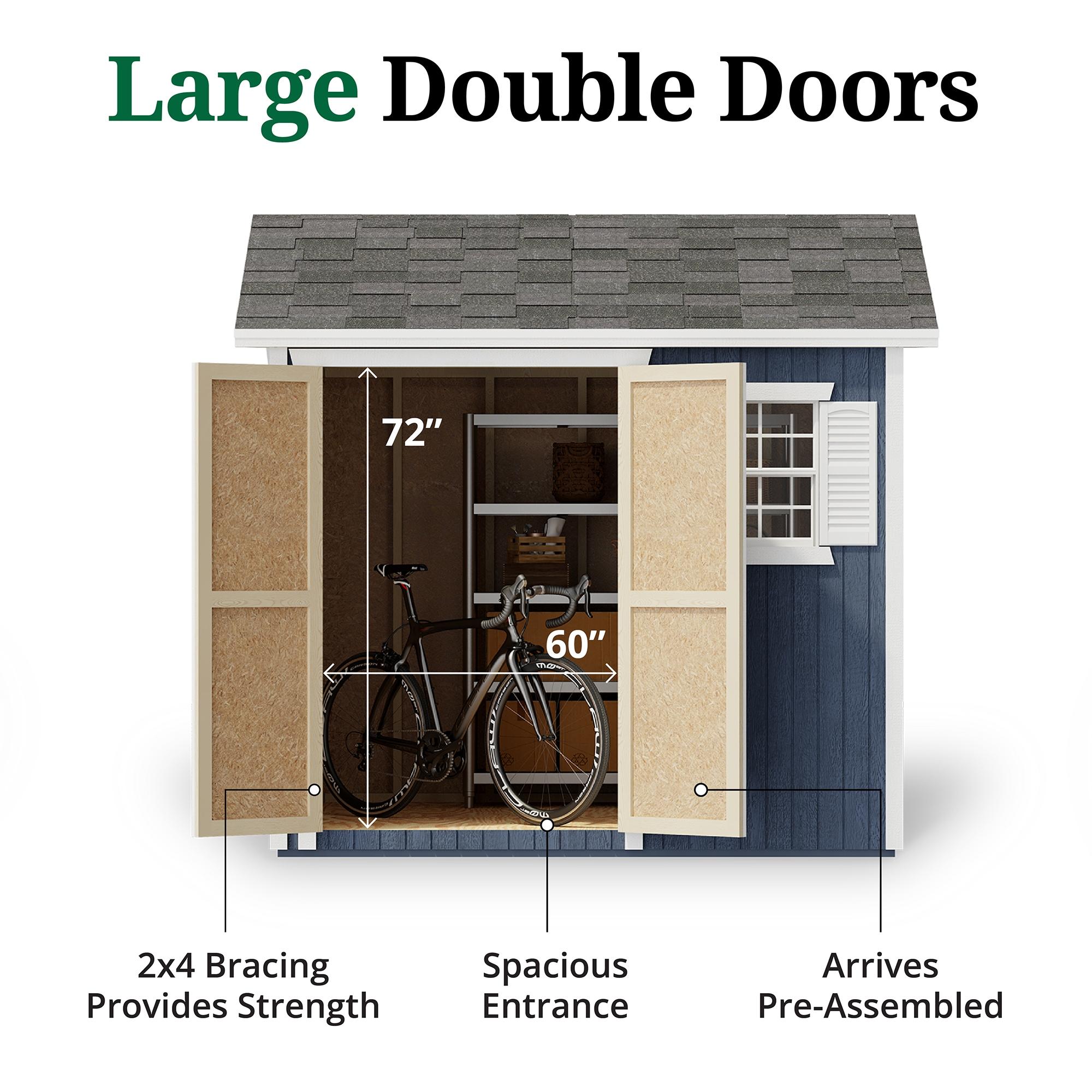 Classic Blue and White 10' x 10' Wooden Storage Shed Kit with Windows