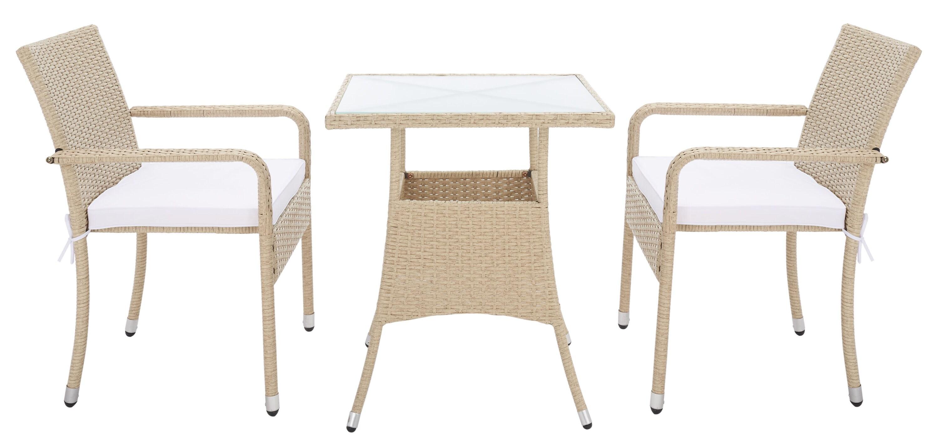 Laban Bistro Set - Outdoor - PAT7718 - Beige/White - Safavieh