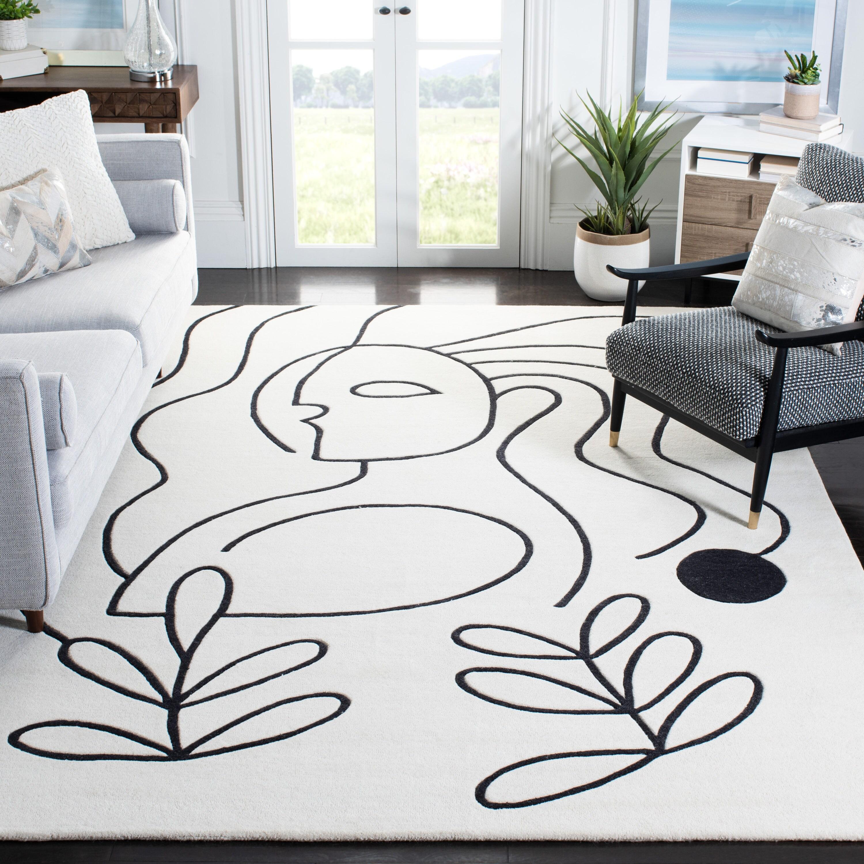 SAFAVIEH Fifth Avenue Dawson Abstract Area Rug, Ivory/Black, 4' x 6'