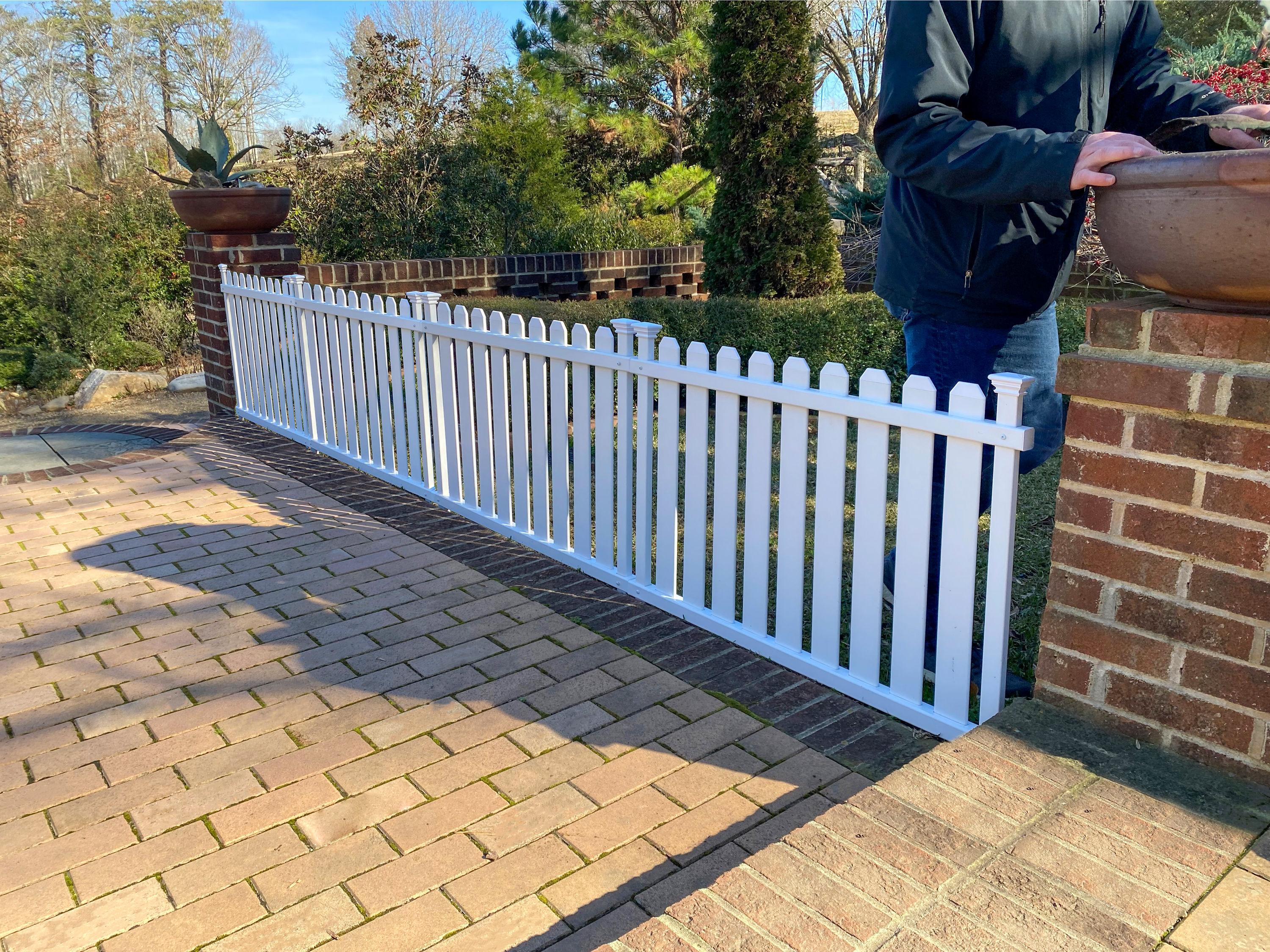 Zippity Outdoor Products 2.5ft H x 3.5ft W (2 Panels) No Dig Zippity Bella Puppy and Garden Fence Kit, No Dig Fence Panels, White Vinyl Fences for Dogs, Temporary Fence for Backyard, White Picket Fence Garden Border, ZP19064