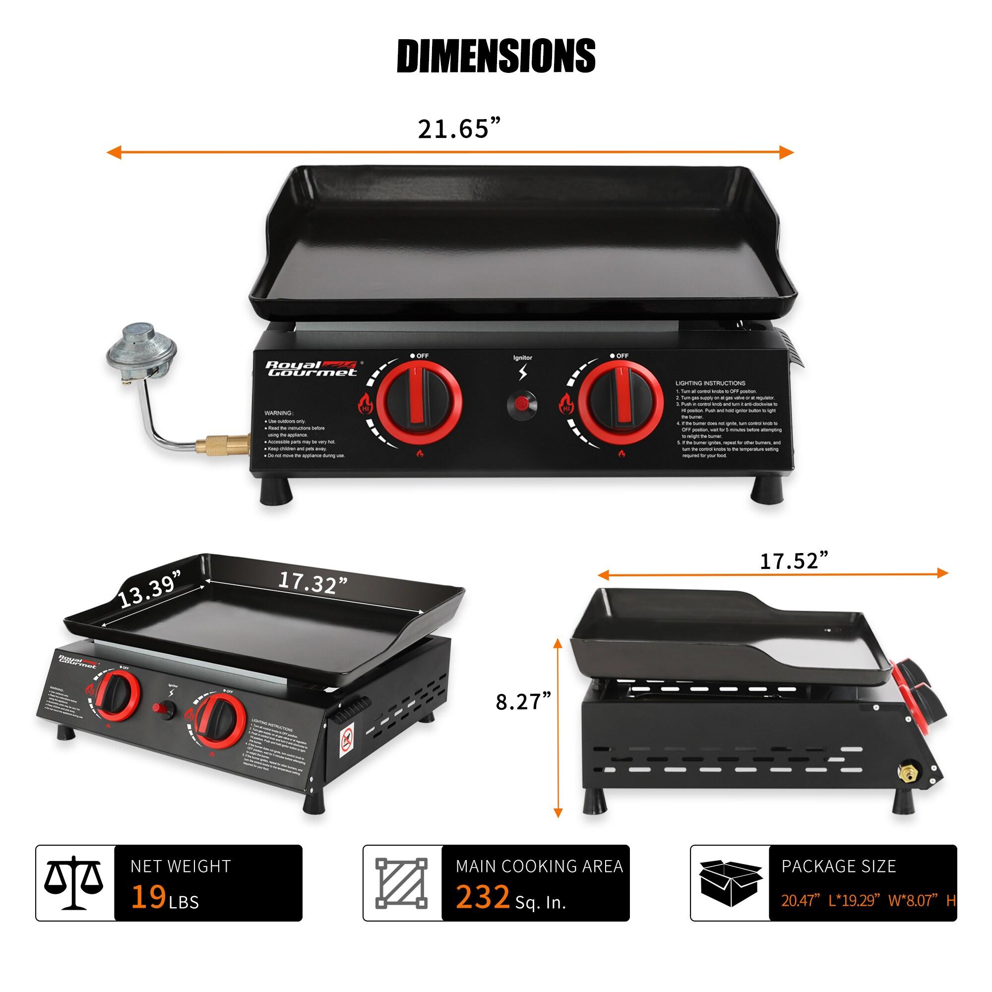 18-Inch Black 2-Burner Portable Gas Griddle