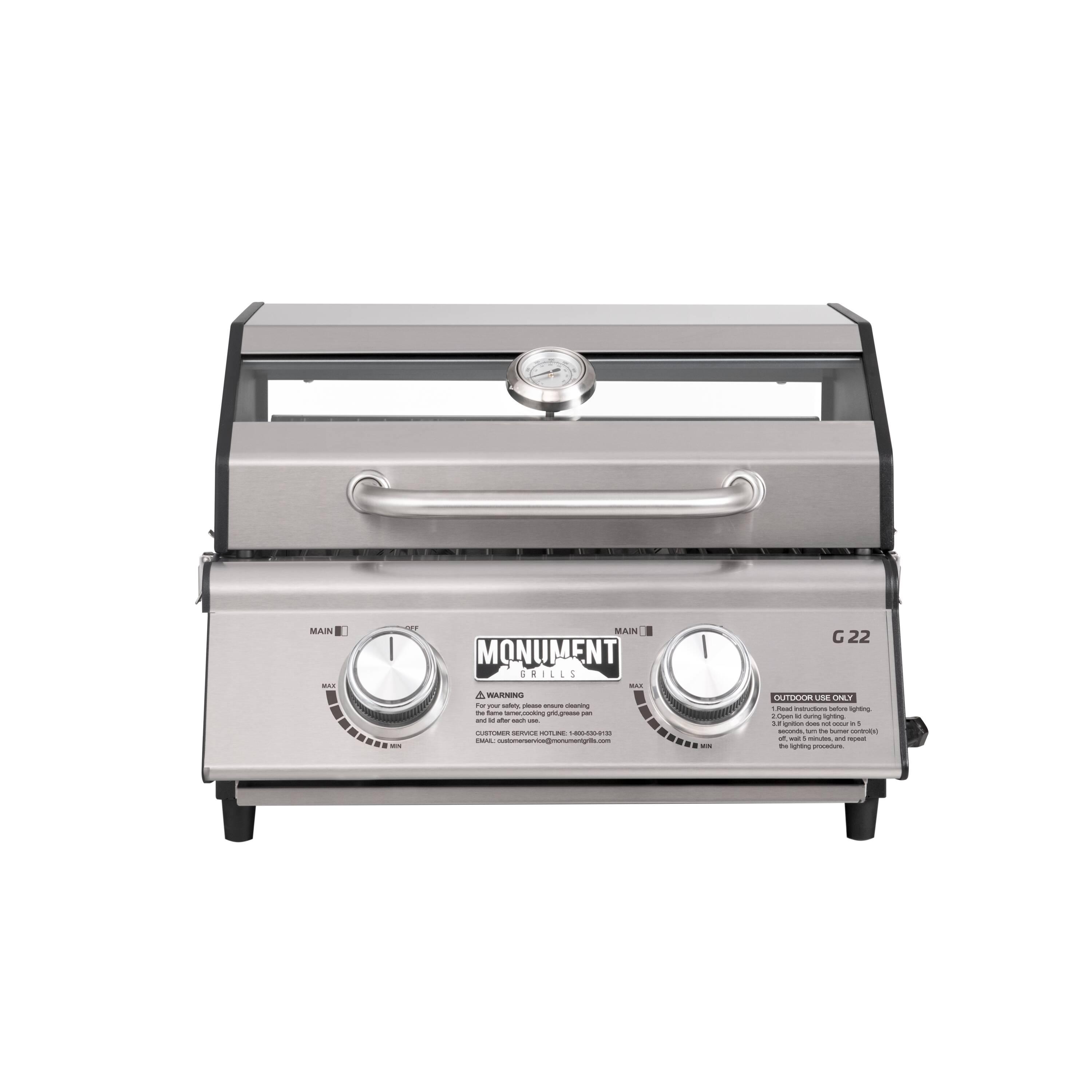 Monument Grills, Clearview 2 - Burner Portable Stainless Liquid Propane 15000 BTU Gas Grill