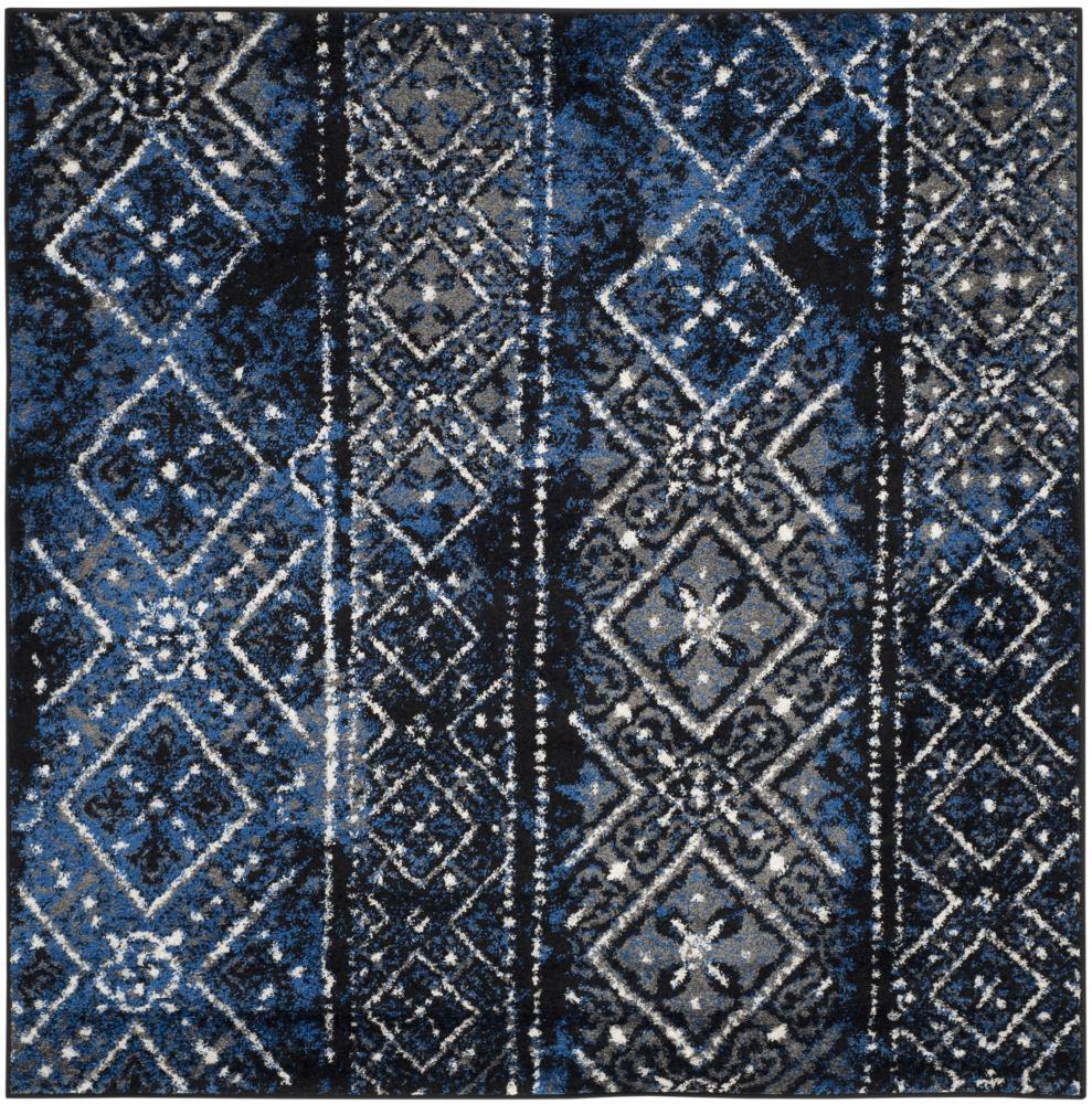 Adirondack ADR111 Machine Made Indoor Area Rug - Blue/Black - 4'x4' - Safavieh